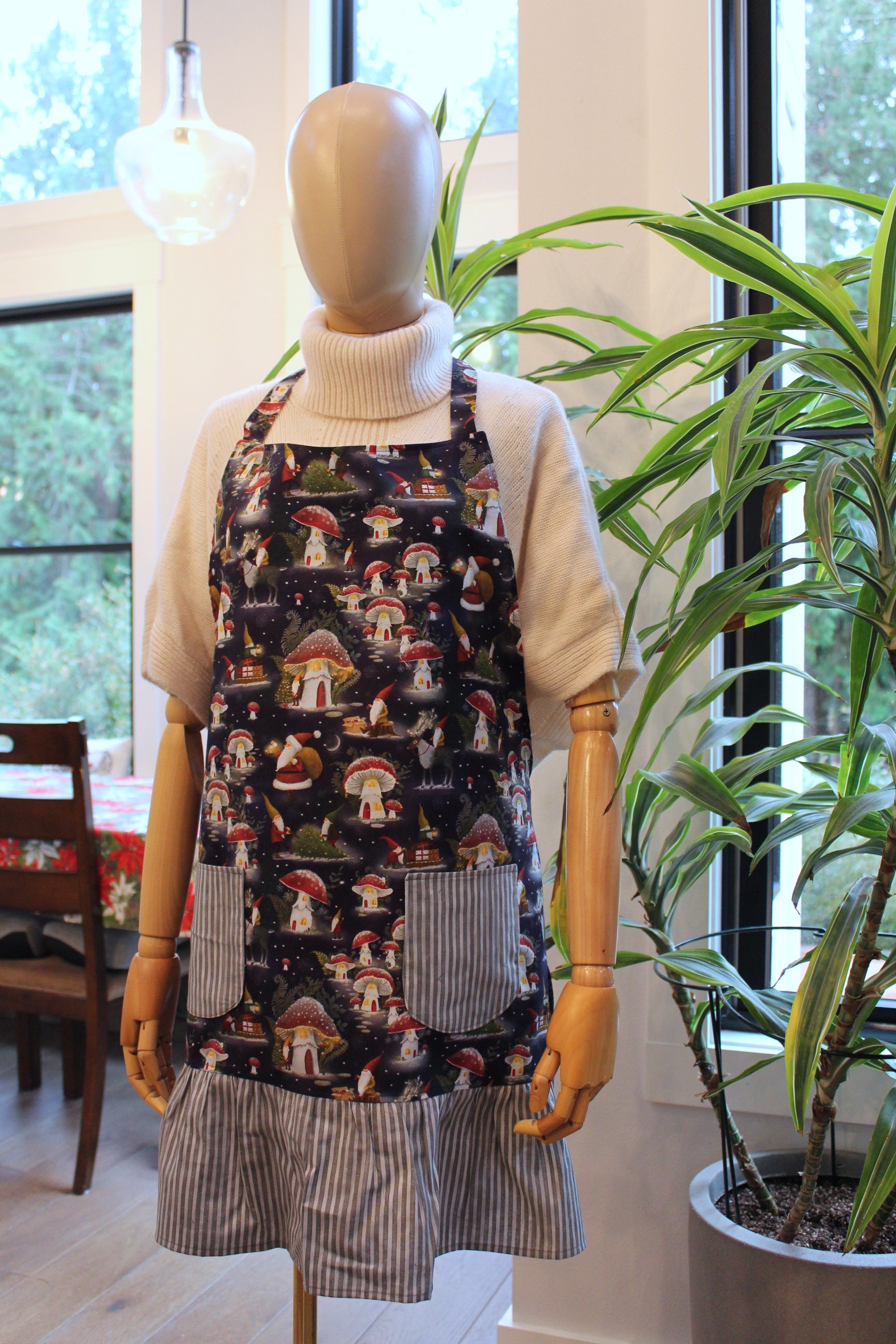 Gnome Village Holiday Ruffle Apron