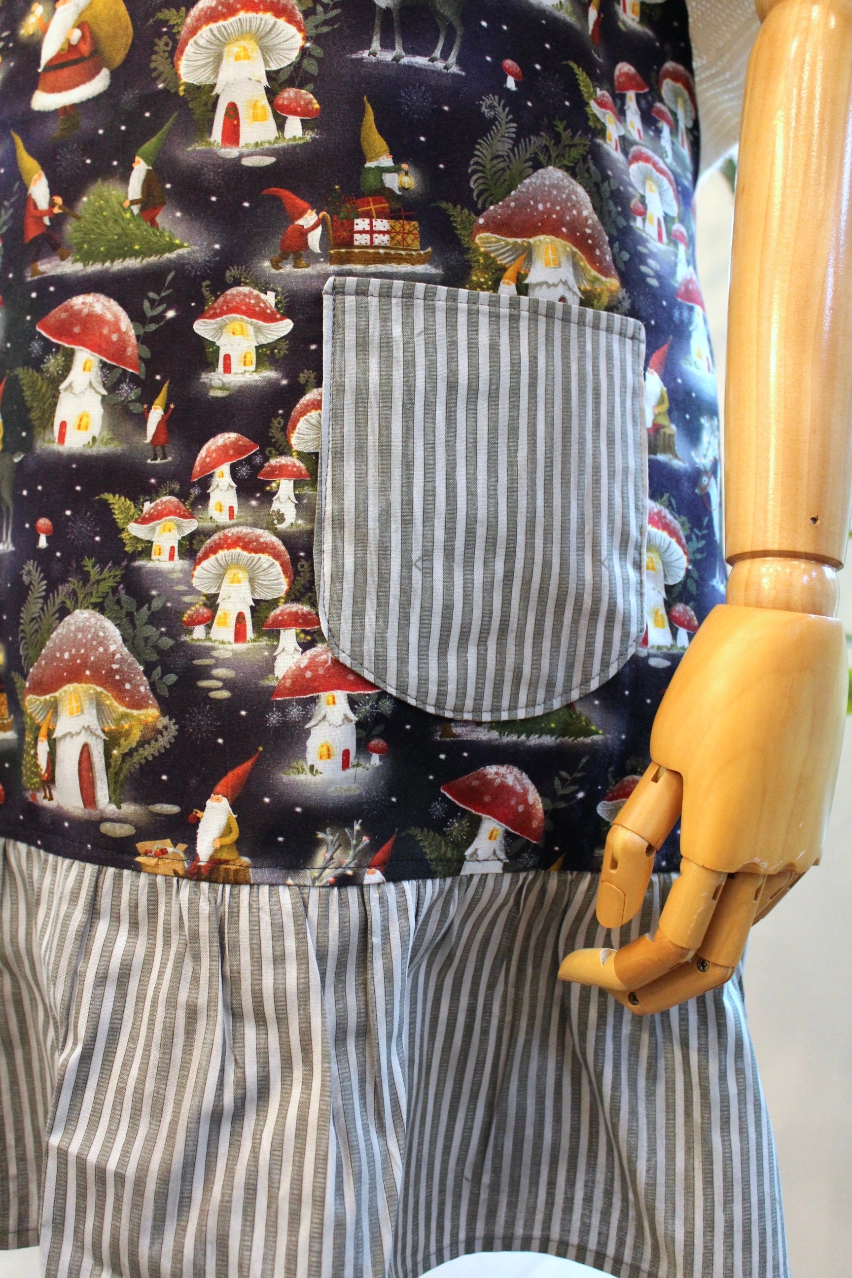 Gnome Village Holiday Ruffle Apron