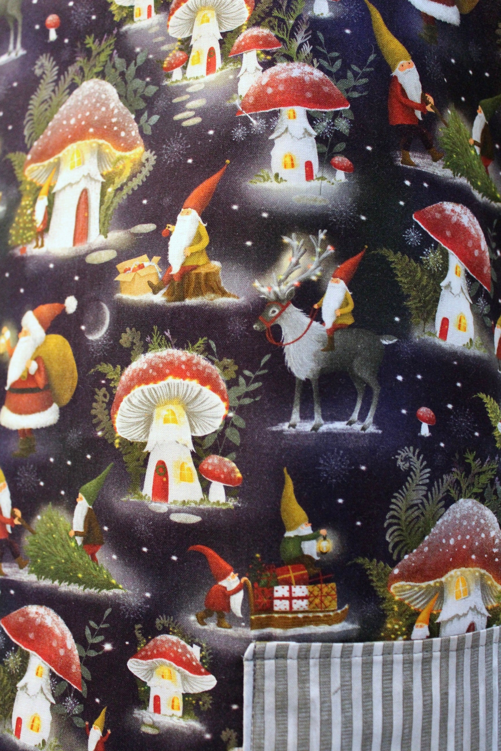 Gnome Village Holiday Ruffle Apron