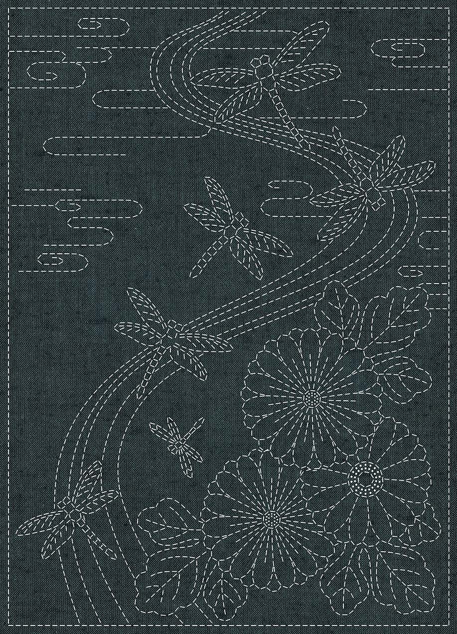 Twilight Dragonfly Sashiko Panel Sampler