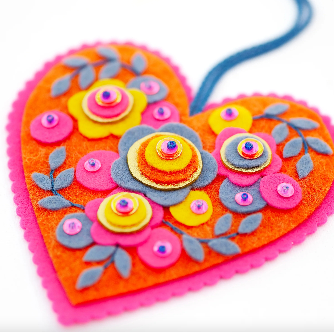 Heart and Monogram Ornaments Wool Felt Supply Kit