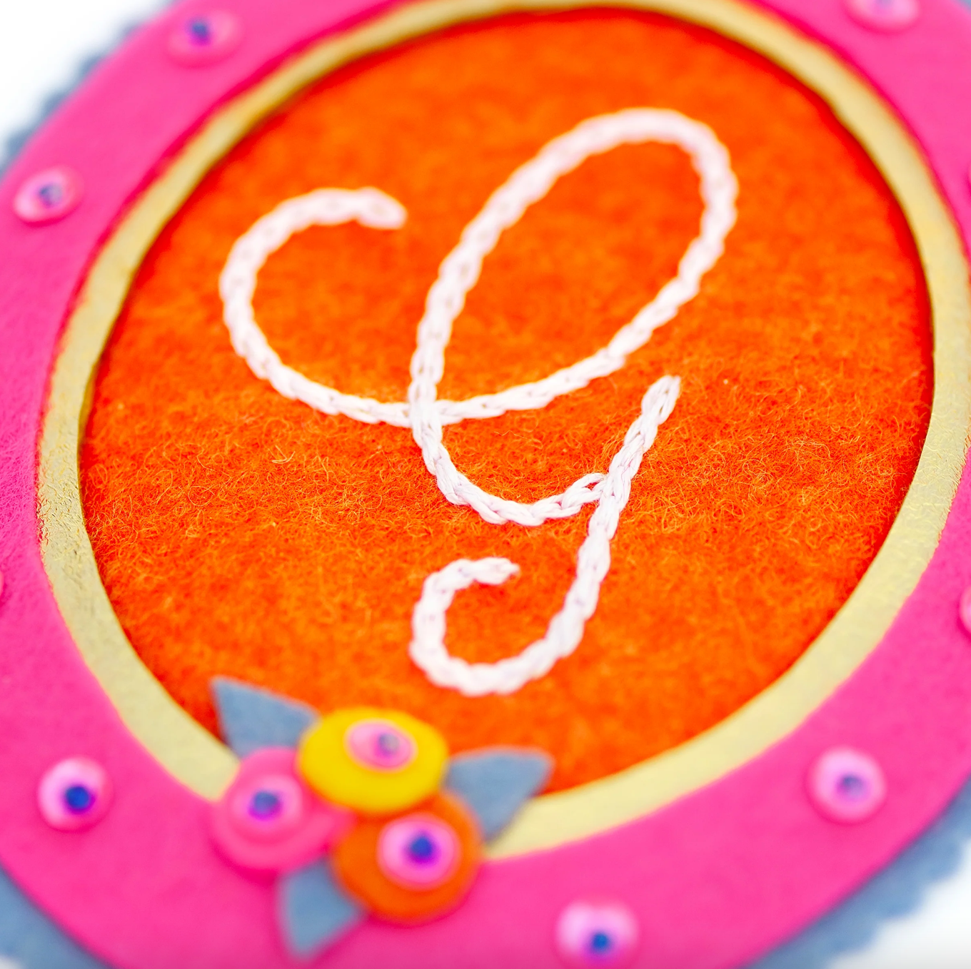 Heart and Monogram Ornaments Wool Felt Supply Kit