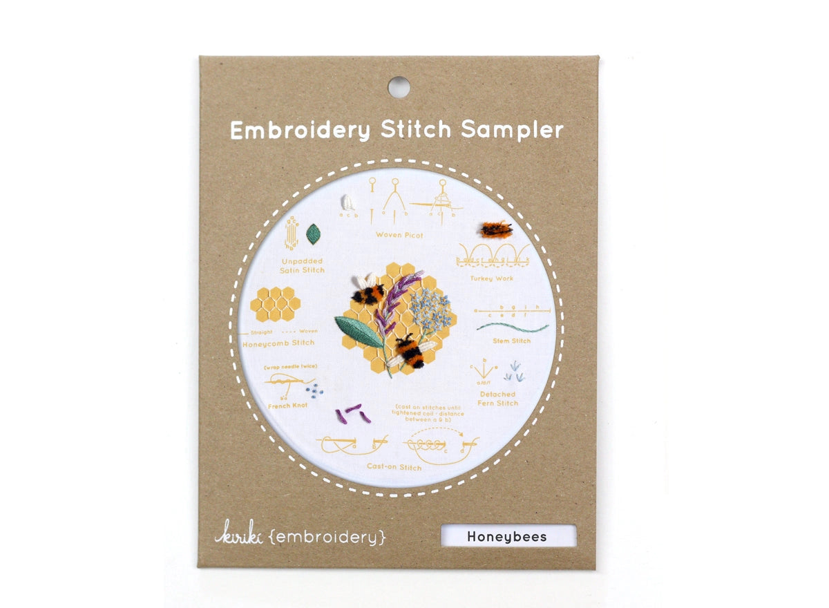 Honeybees Embroidery Stitch Sampler