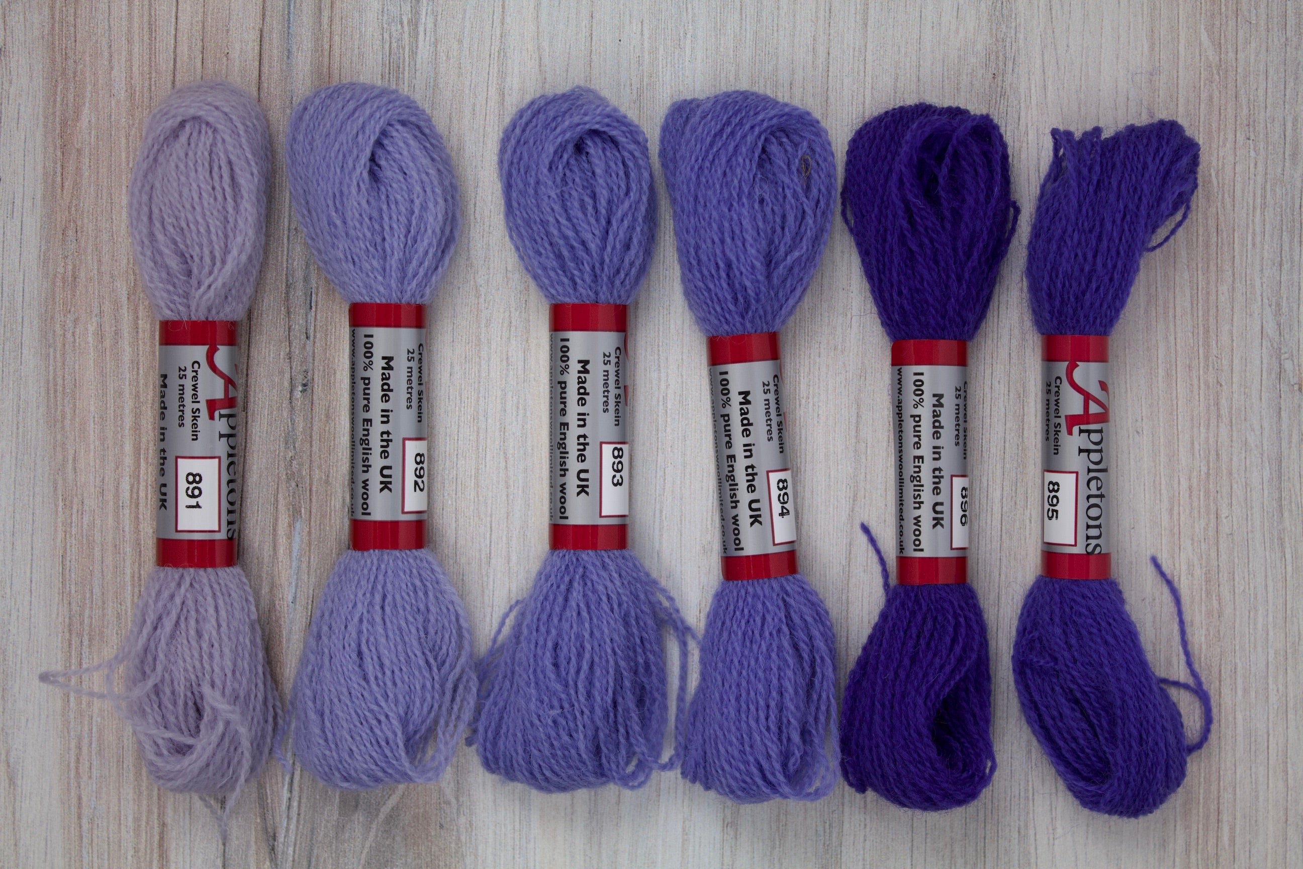 Individual Appletons Crewel Wool Skeins from the Hyacinth Colorway