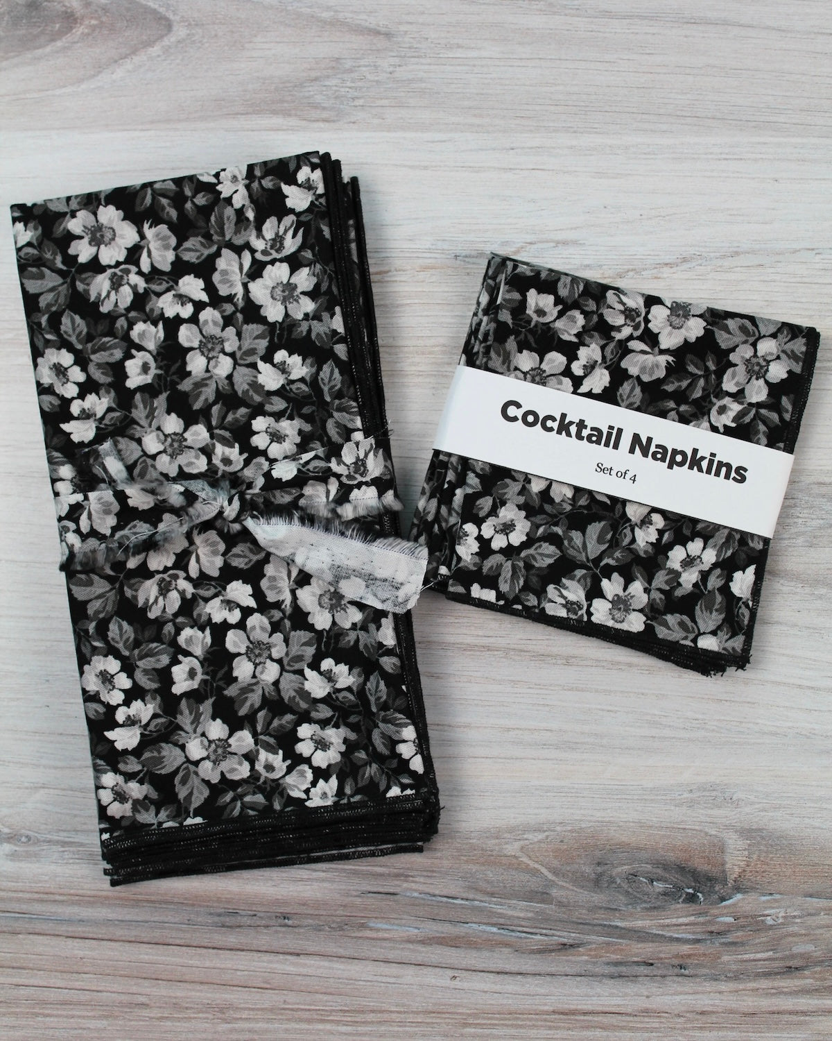 Ink and Ivory Floral Napkins