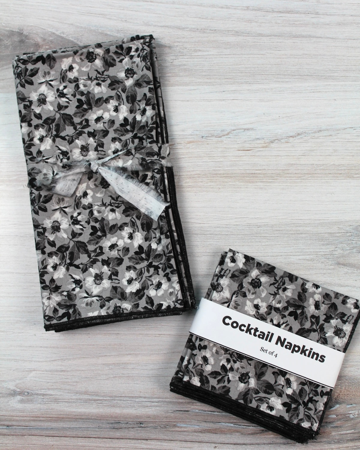 Ink and Ivory Floral Napkins