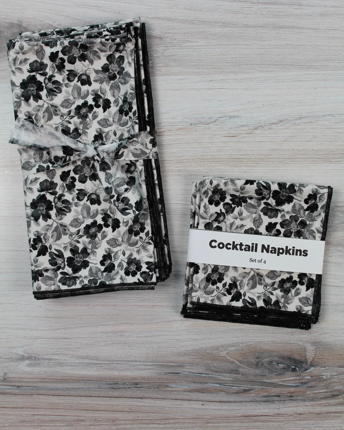 Ink and Ivory Floral Napkins