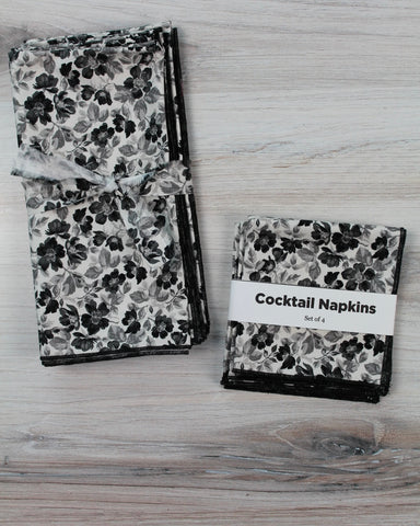 Ink and Ivory Floral Napkins