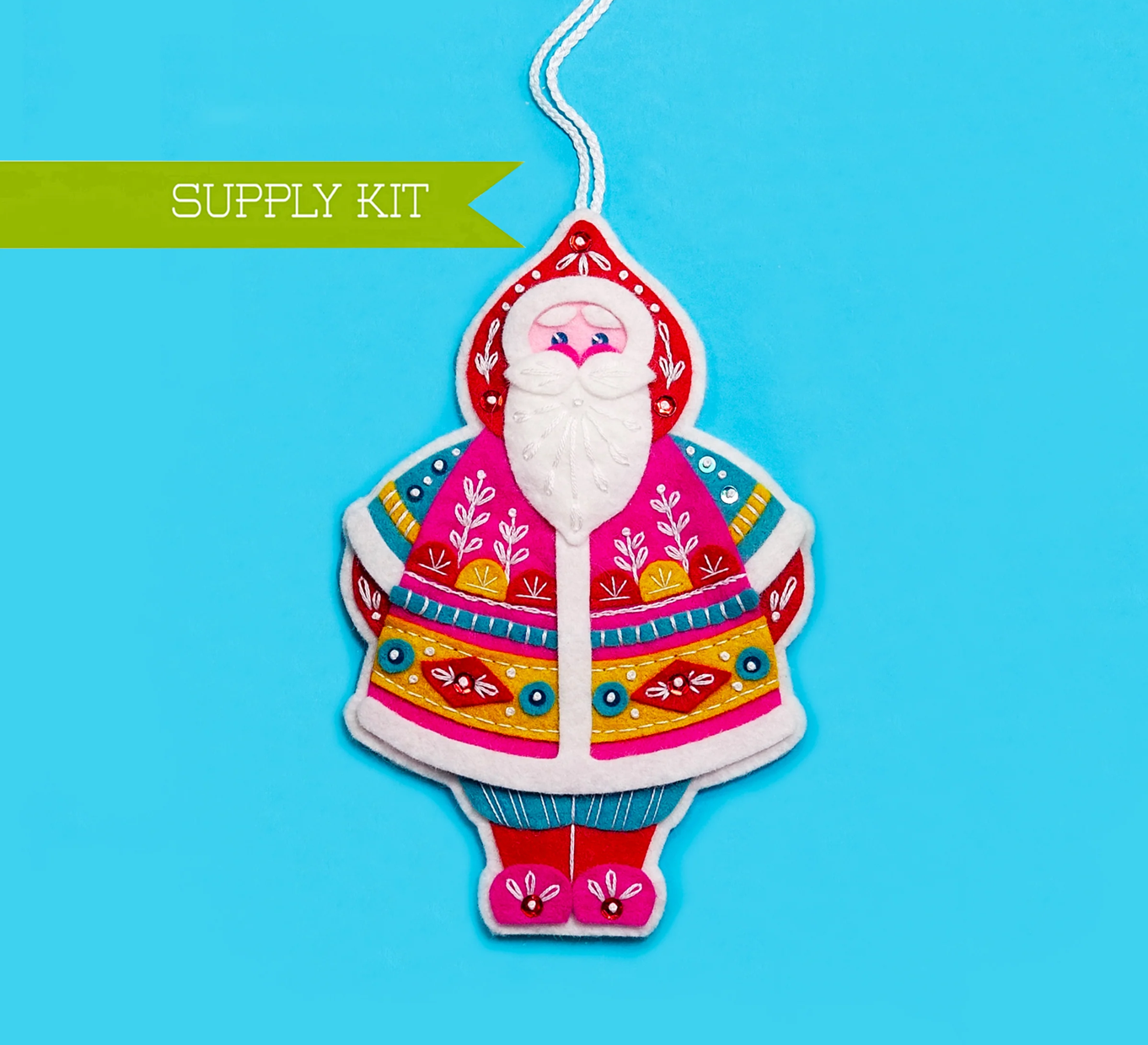 Jolly St. Nick Santa Wool Felt Ornament Kit