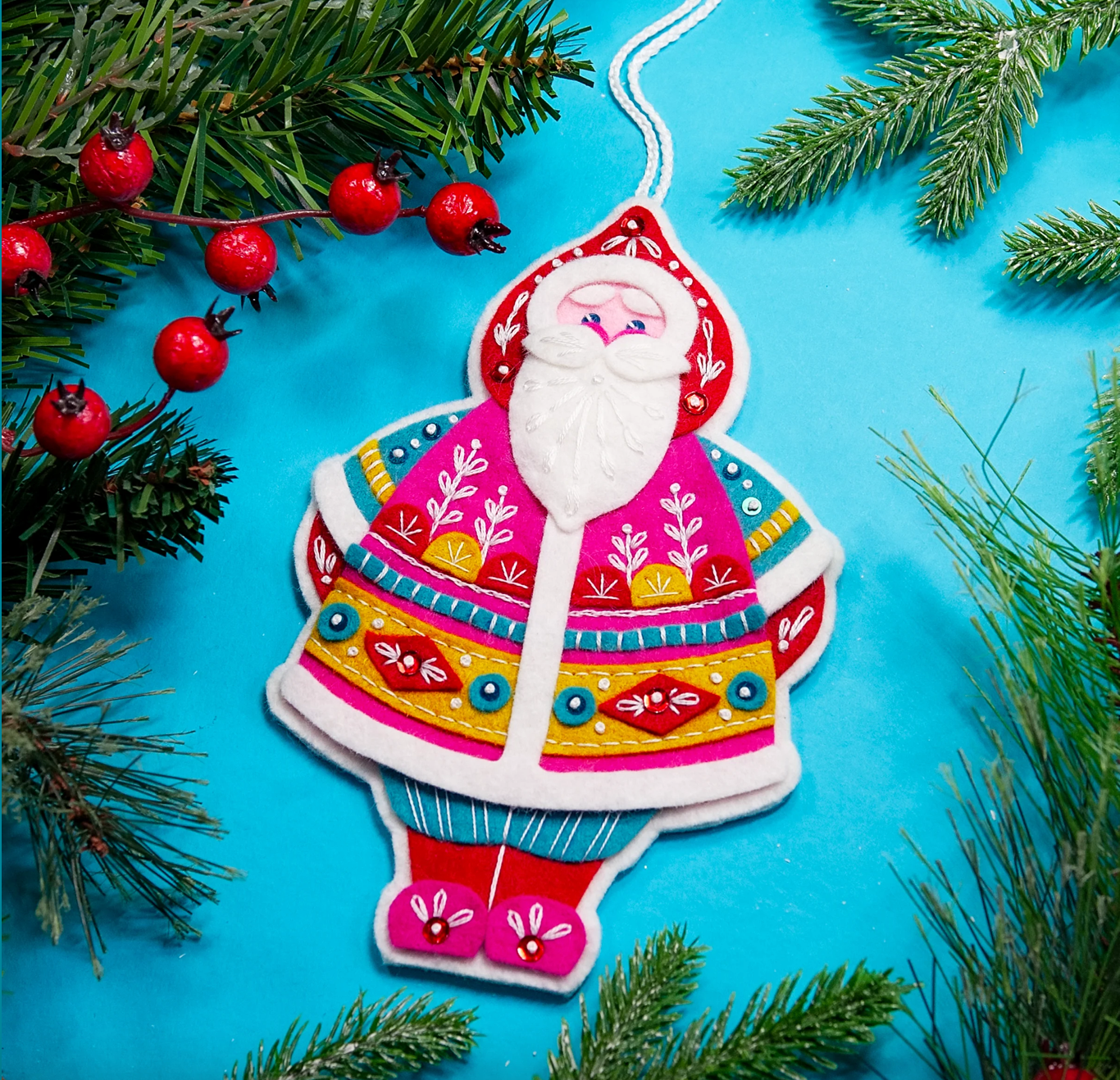 Jolly St. Nick Santa Wool Felt Ornament Kit