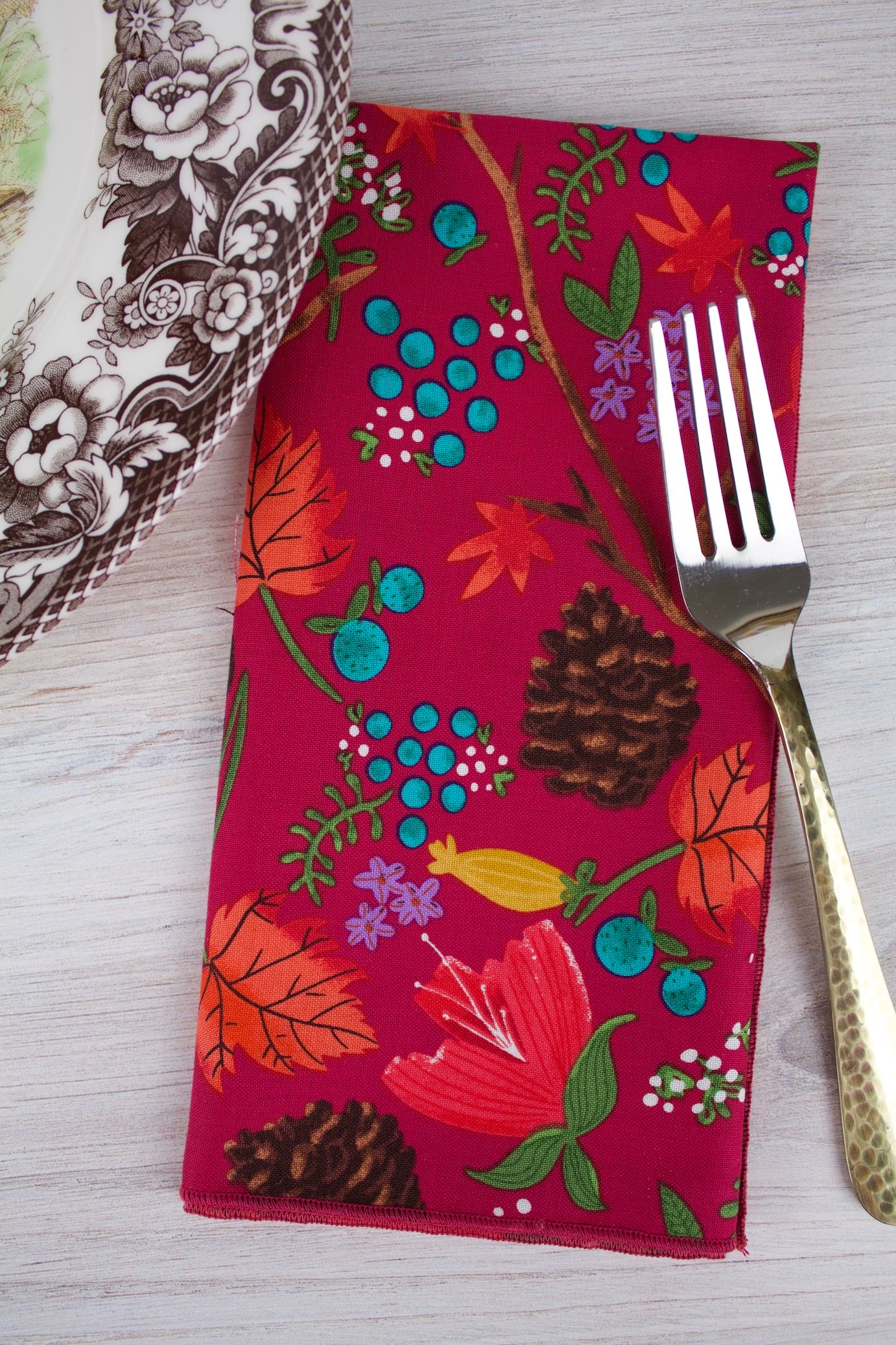 Life in Full Bloom Napkins in Cranberry