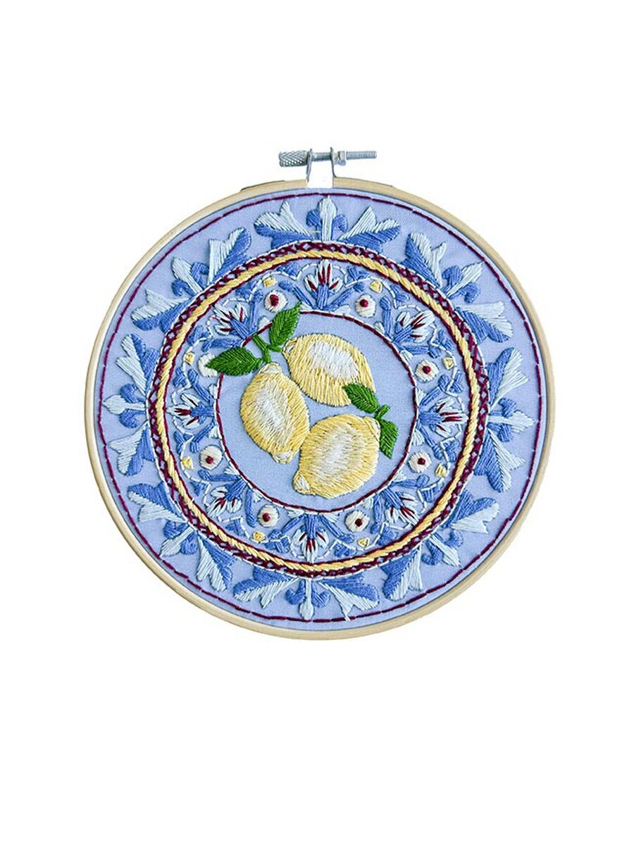 Amalfi Lemons Plate Embroidery Kit by Makebox & Co.