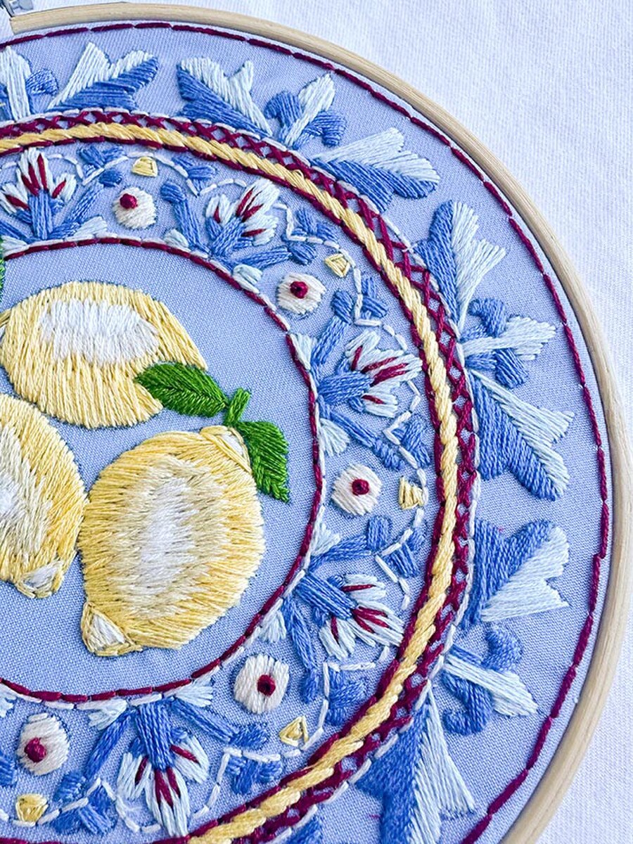 Amalfi Lemons Plate Embroidery Kit by Makebox & Co.