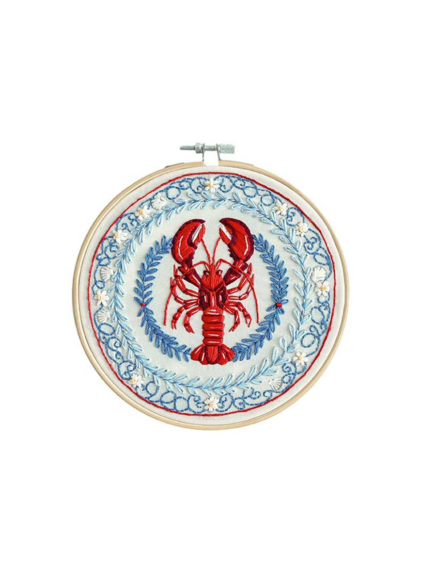 Italian Lobster Plate Embroidery Kit by Makebox & Co.