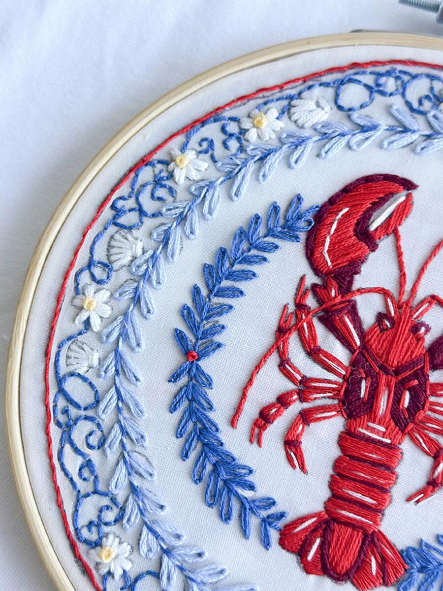 Italian Lobster Plate Embroidery Kit by Makebox & Co.