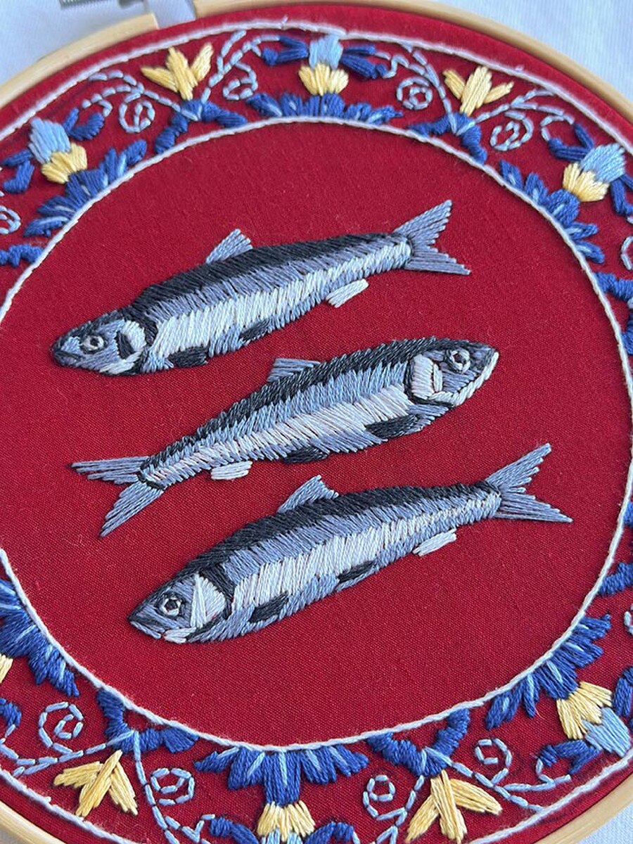 Sicilian Sardines Plate Embroidery Kit by Makebox & Co.