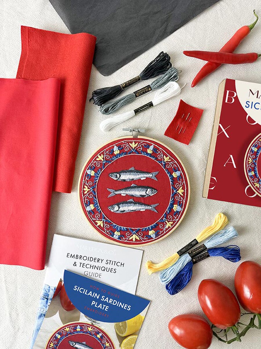 Sicilian Sardines Plate Embroidery Kit by Makebox & Co.