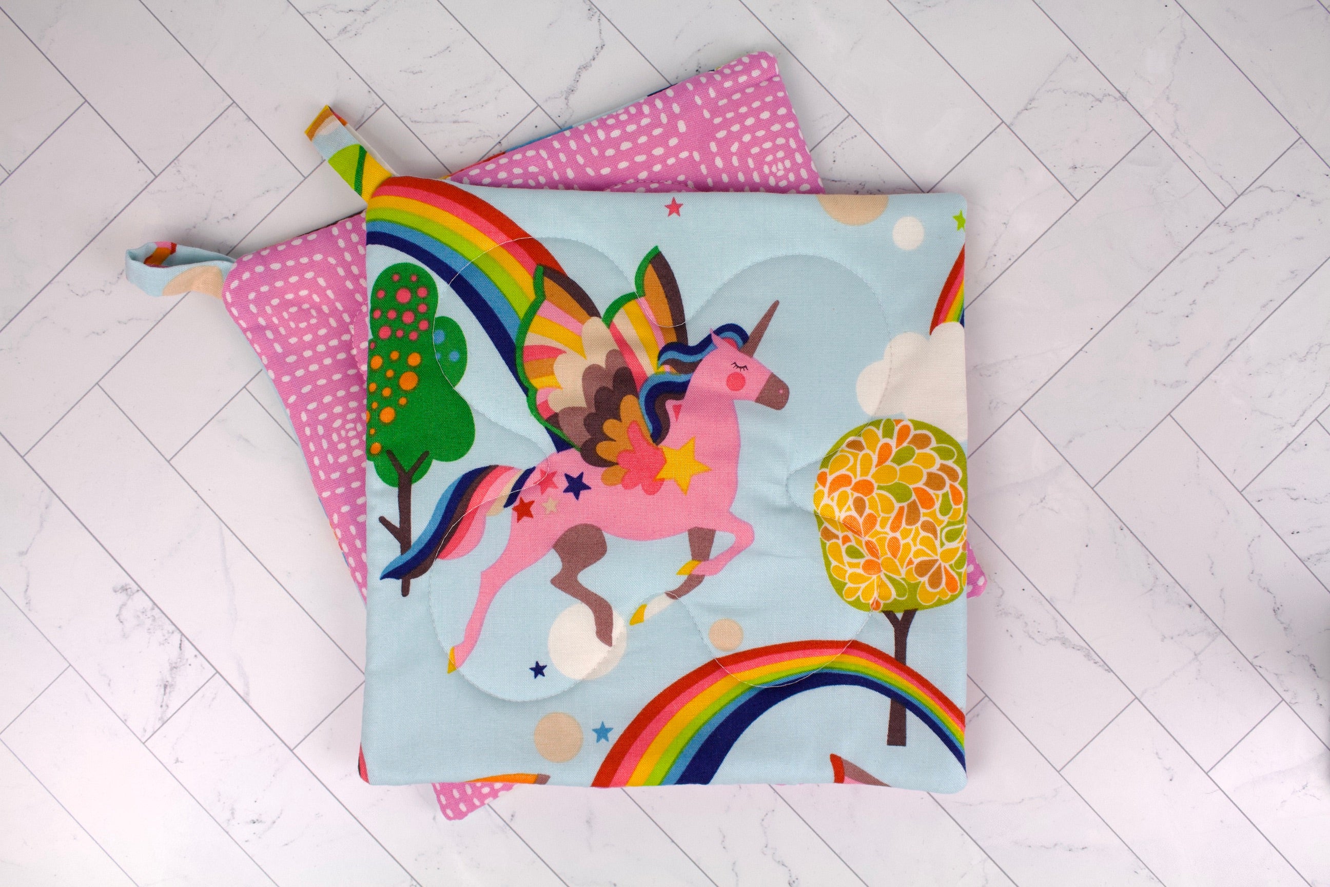 Magic Unicorn Rainbows Potholder