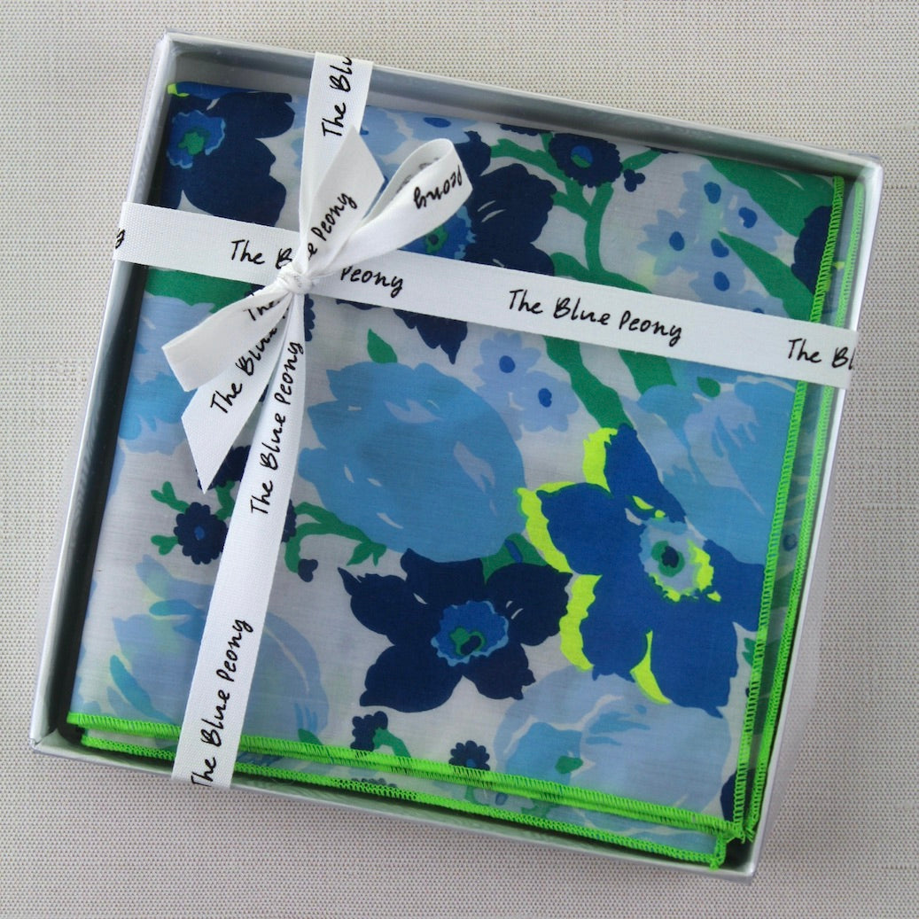 Mariana's Bouquet Liberty Tana Lawn™ Kerchief in Electric Blue