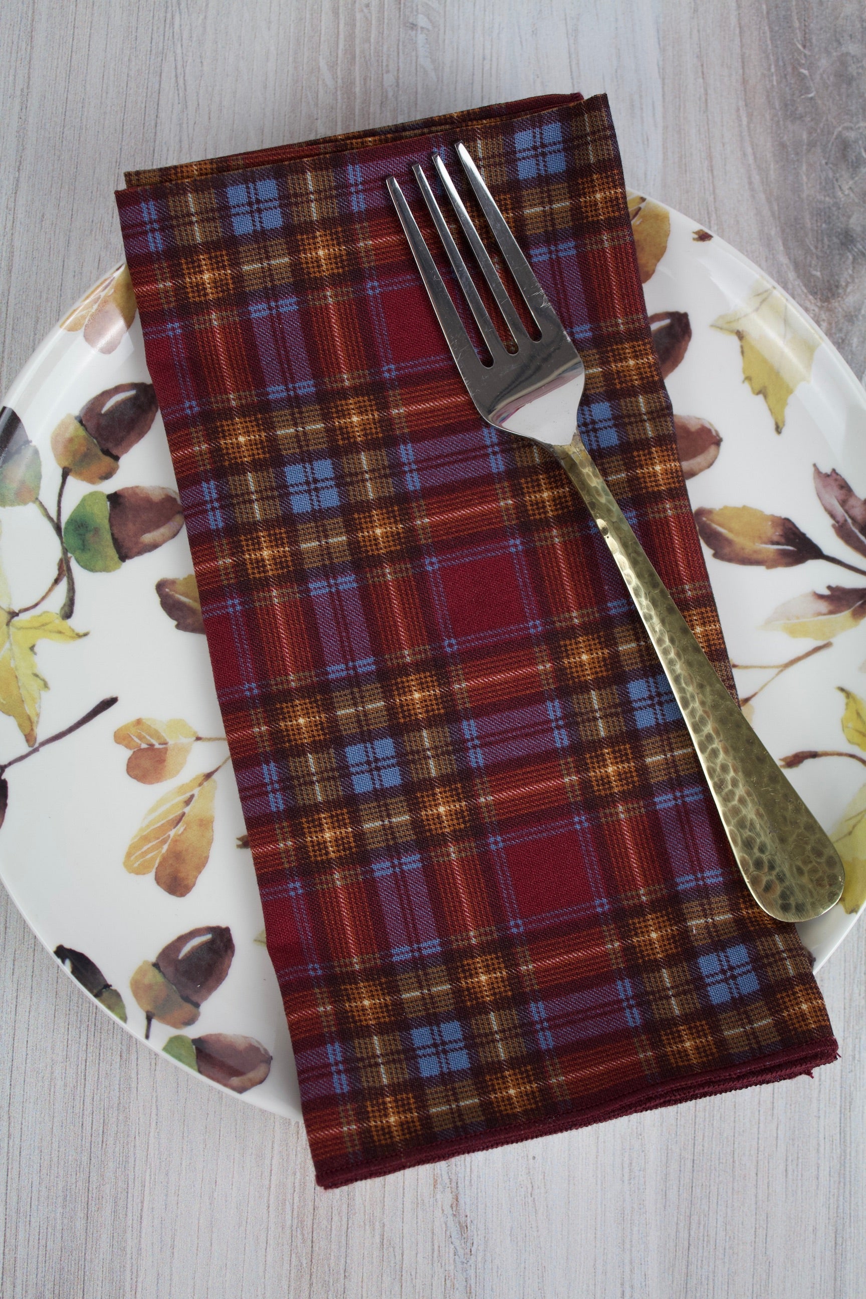 Maroon Plaid Napkins