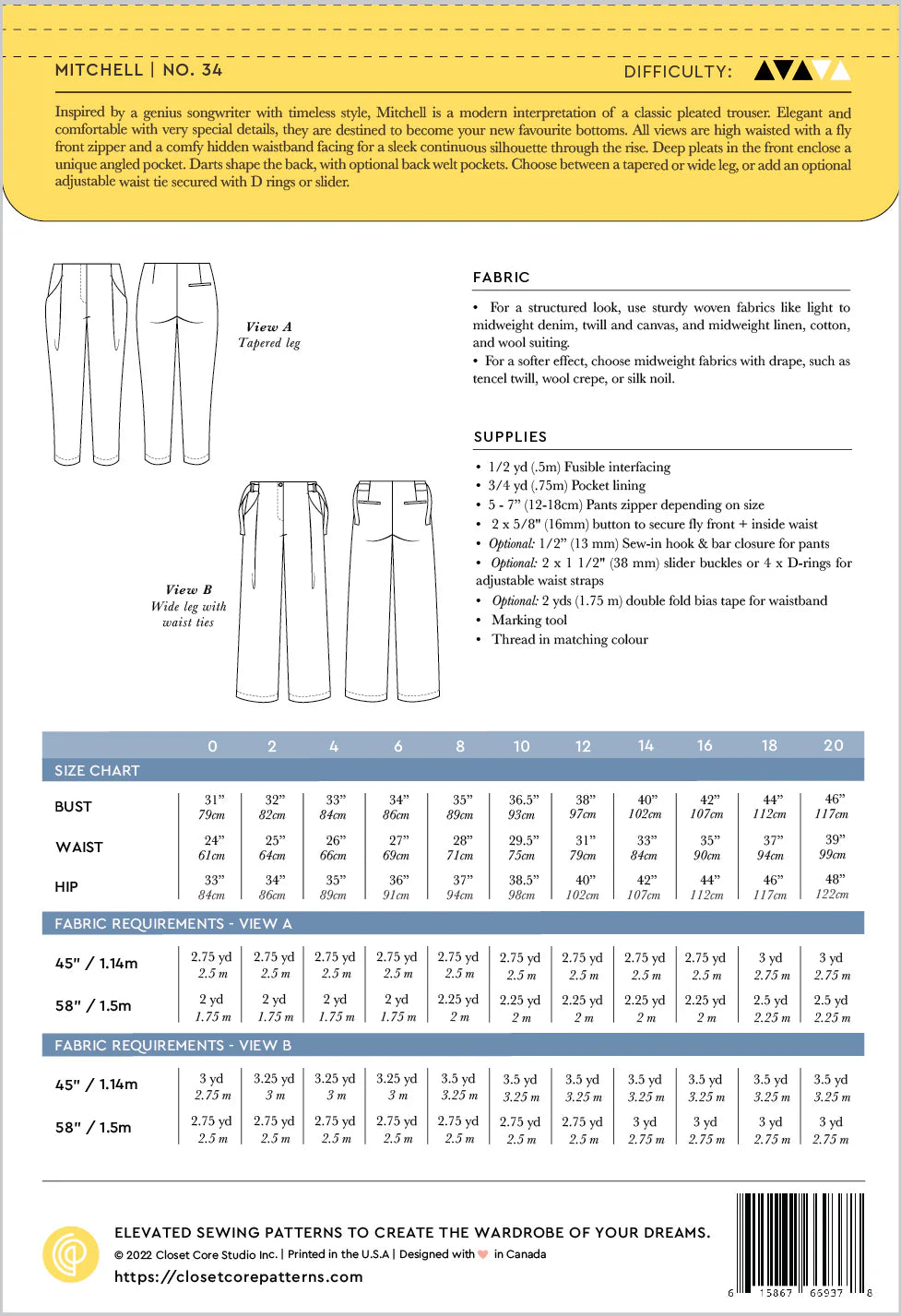 Mitchell Trousers Pattern