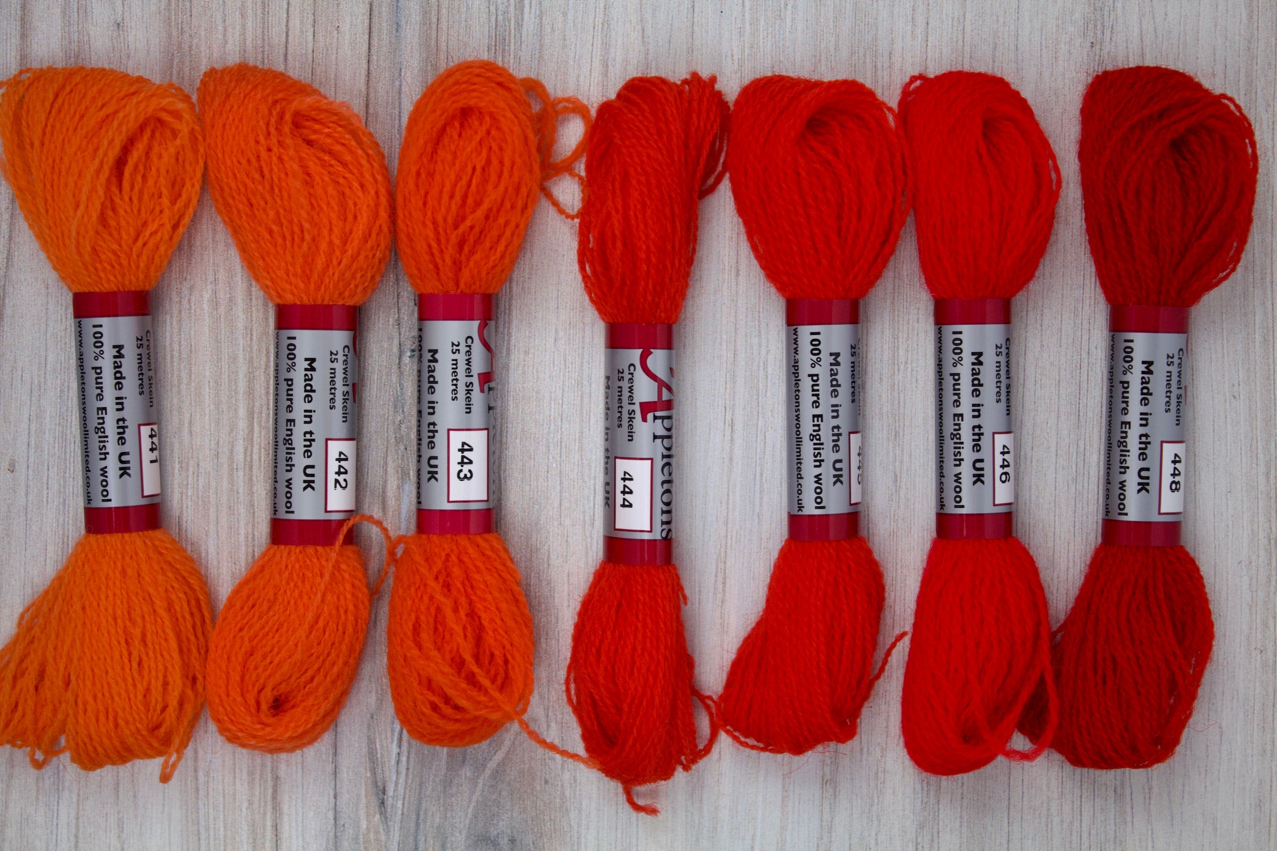 Individual Appletons Crewel Wool Skeins from the Orange Red Colorway