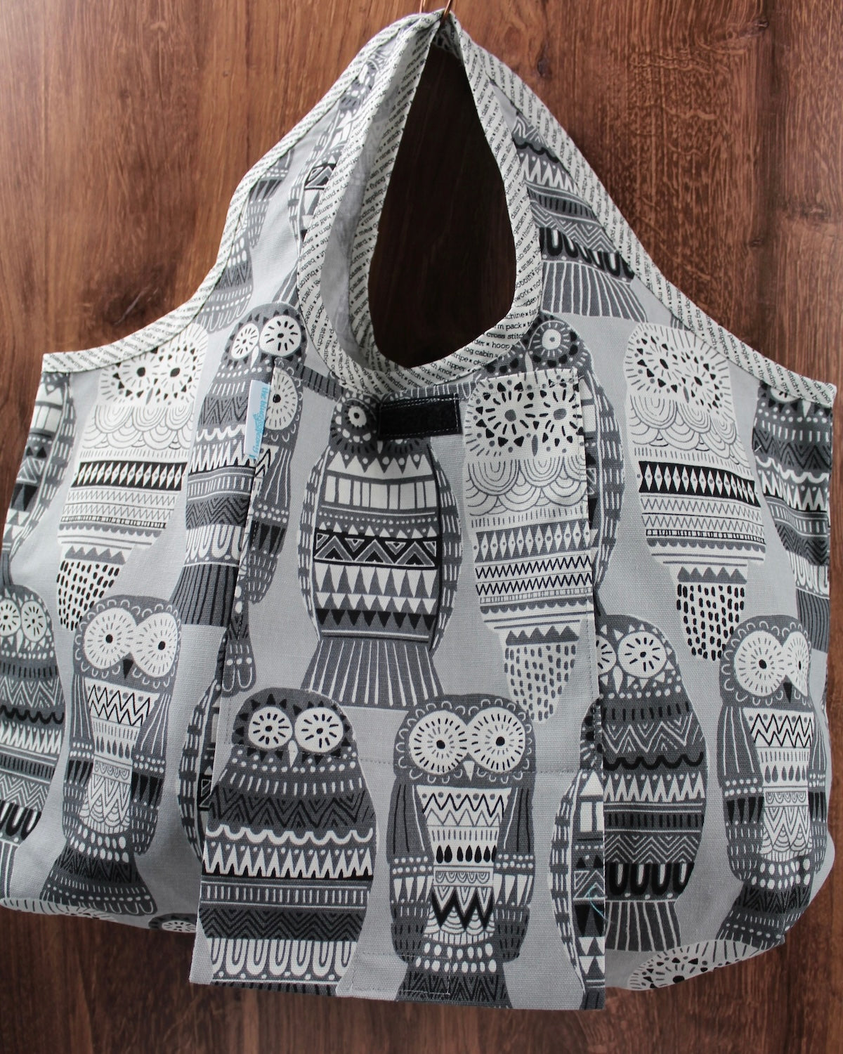 Patterned Owls Folding Shopping Tote