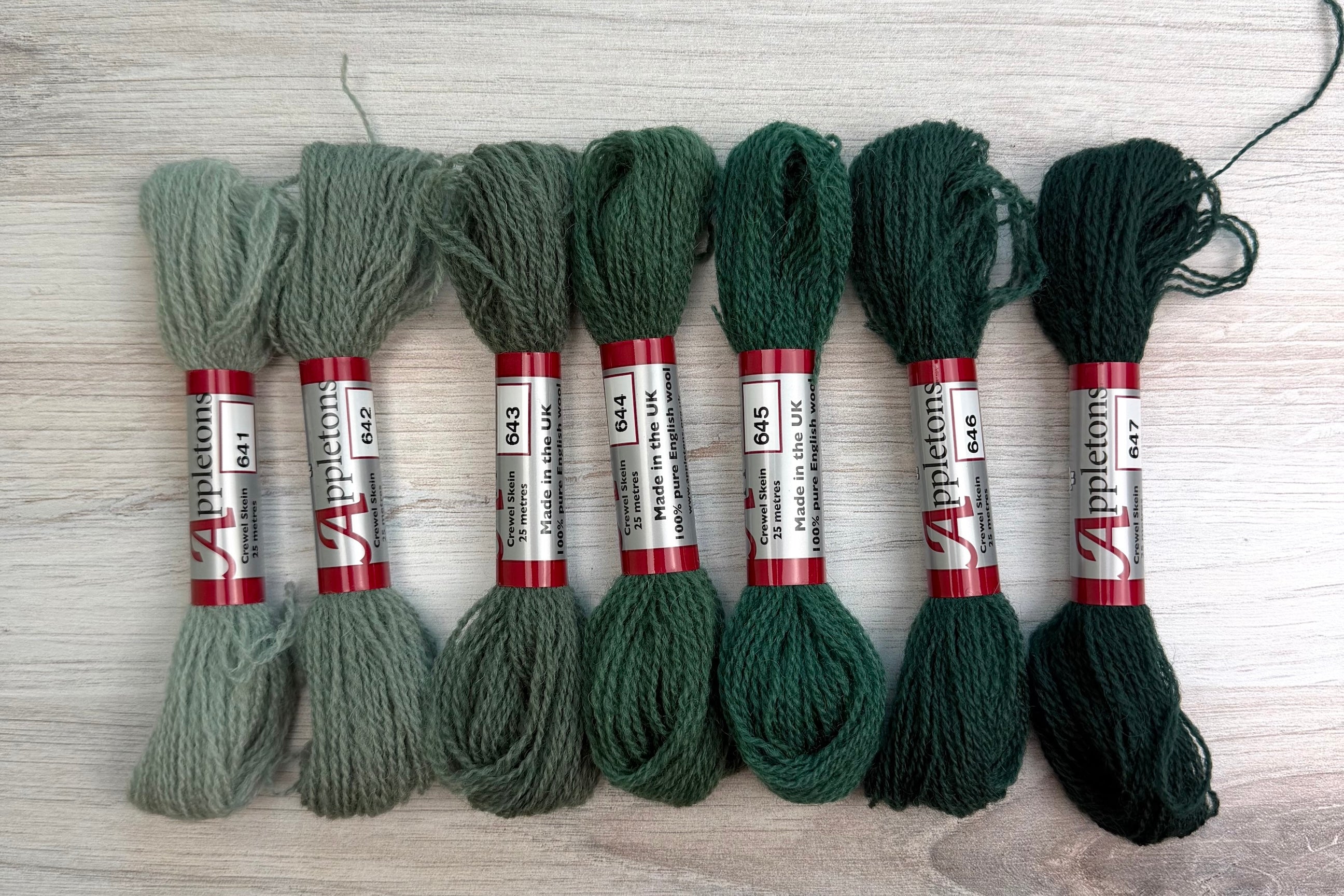 Individual Appletons Crewel Wool Skeins from the Peacock Blue Colorway