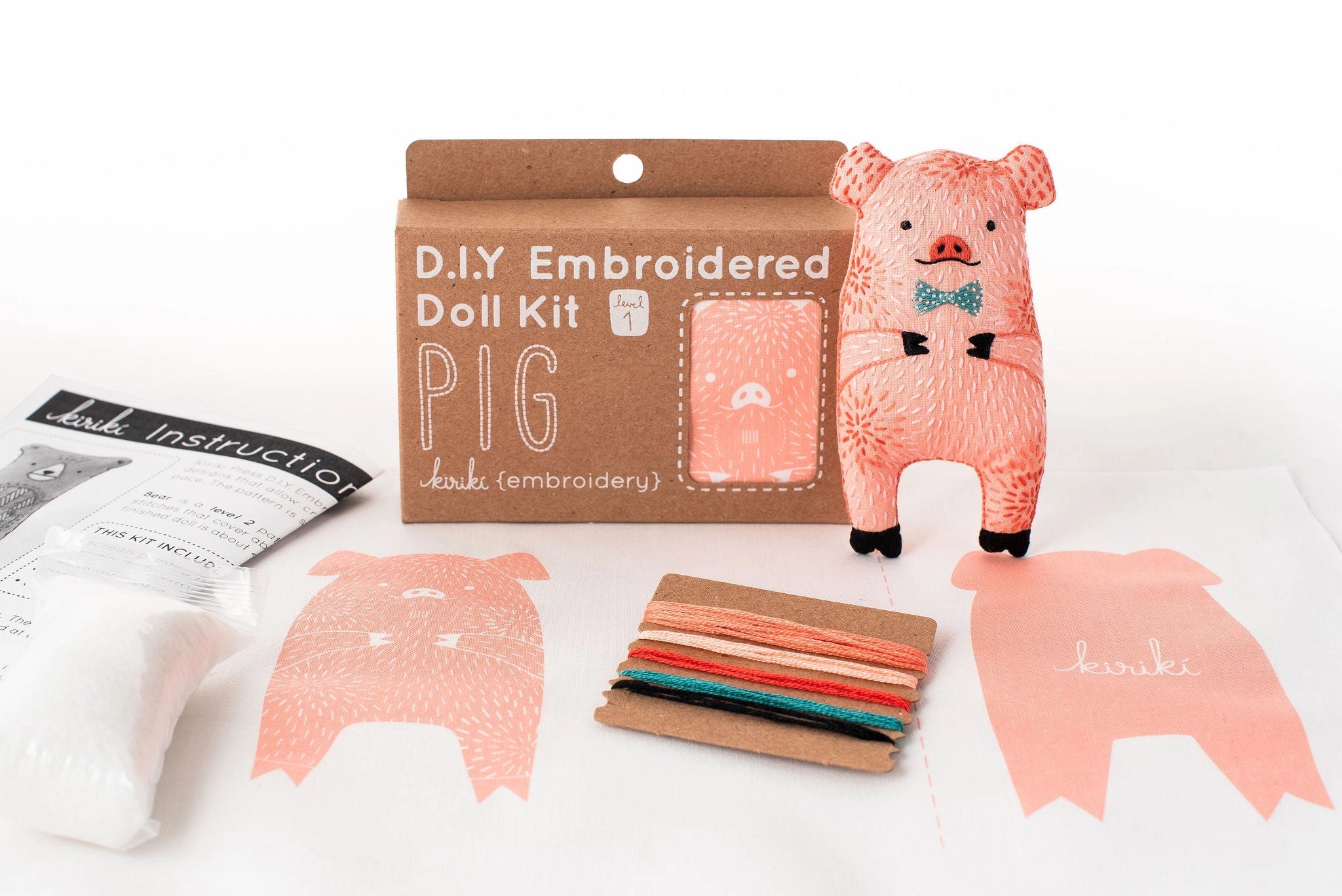 Pig Embroidered Doll Kit