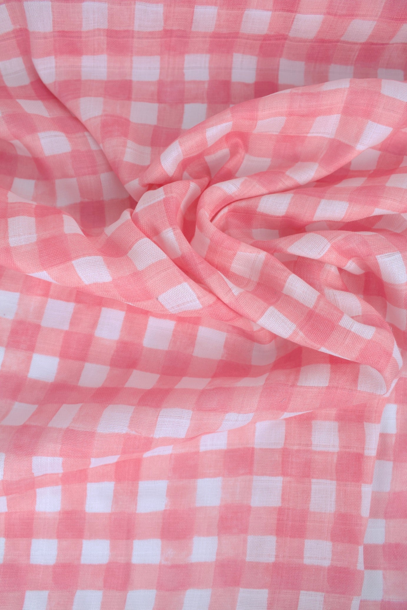 Pink Watercolor Gingham Double Gauze by Michael Miller Fabrics