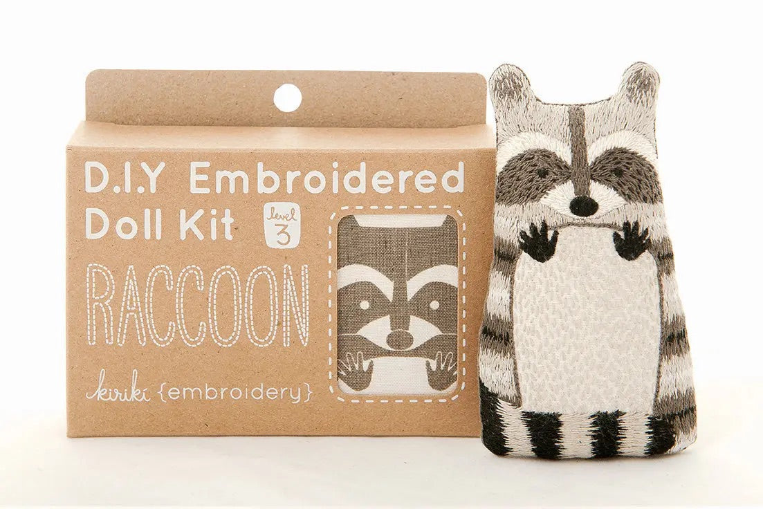 Raccoon Embroidered Doll Kit