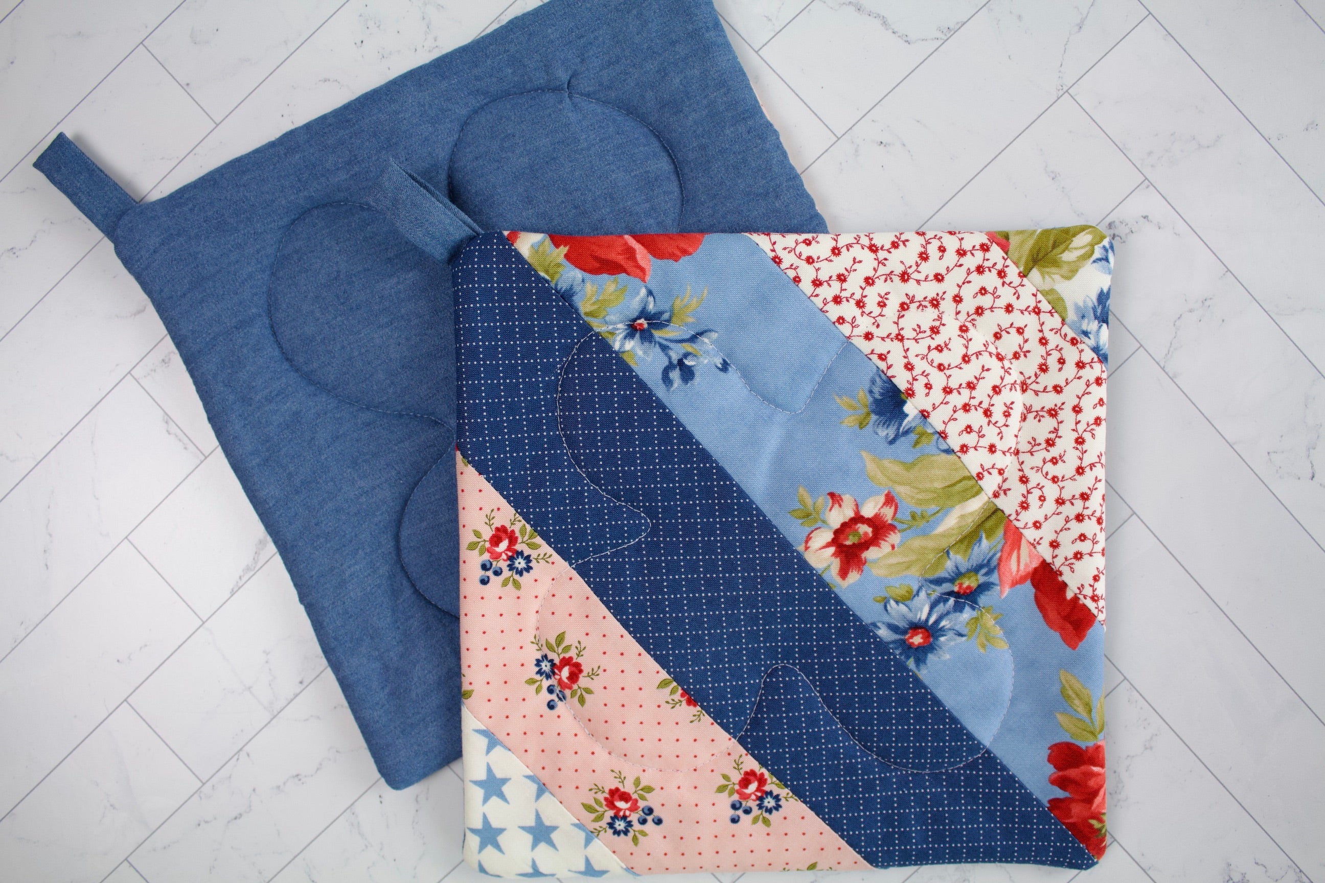 Red, White and Blue Pieced Potholder