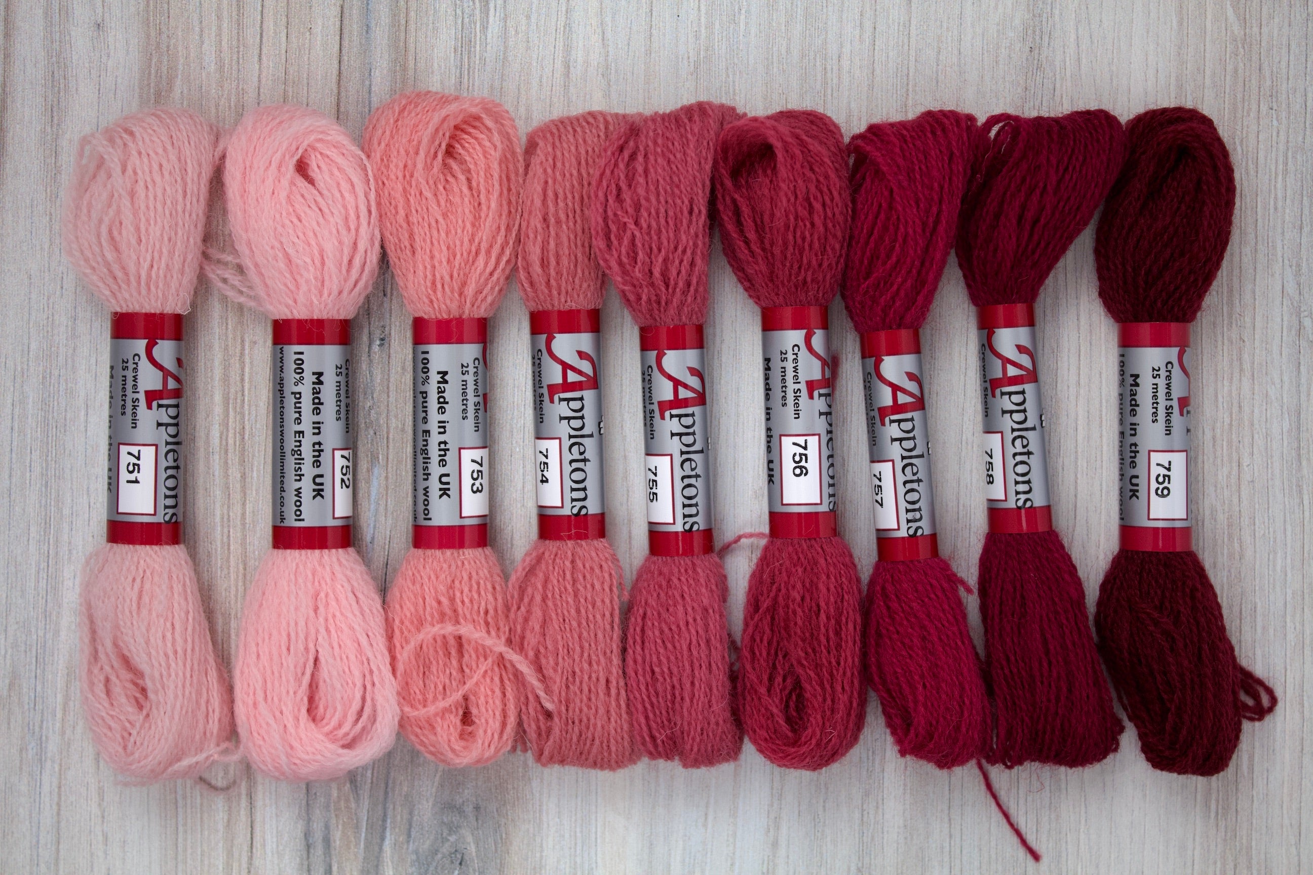 Individual Appletons Crewel Wool Skeins from the Rose Pink Colorway