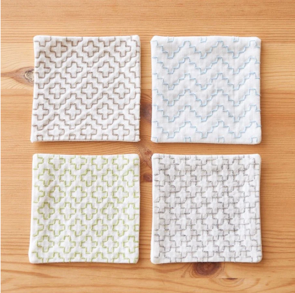 Sashiko Block Print Coaster Set