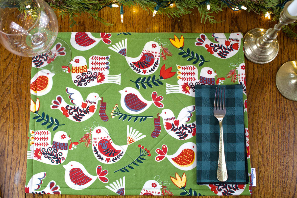 Scandi Partridge and Plaid Placemats — The Blue Peony
