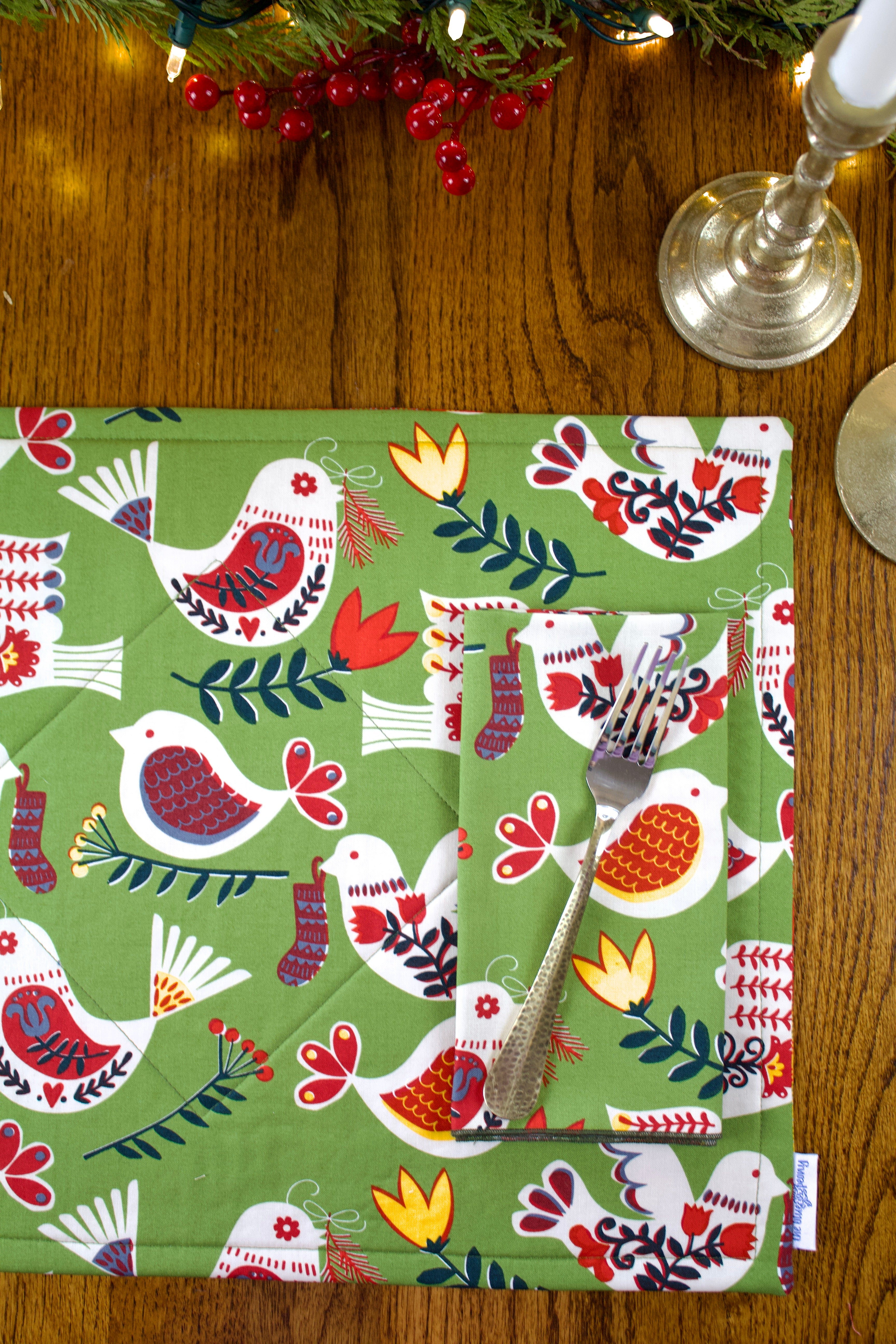 Place Mat Scan Scandi Partridge and Plaid Placemats — The Blue Peony