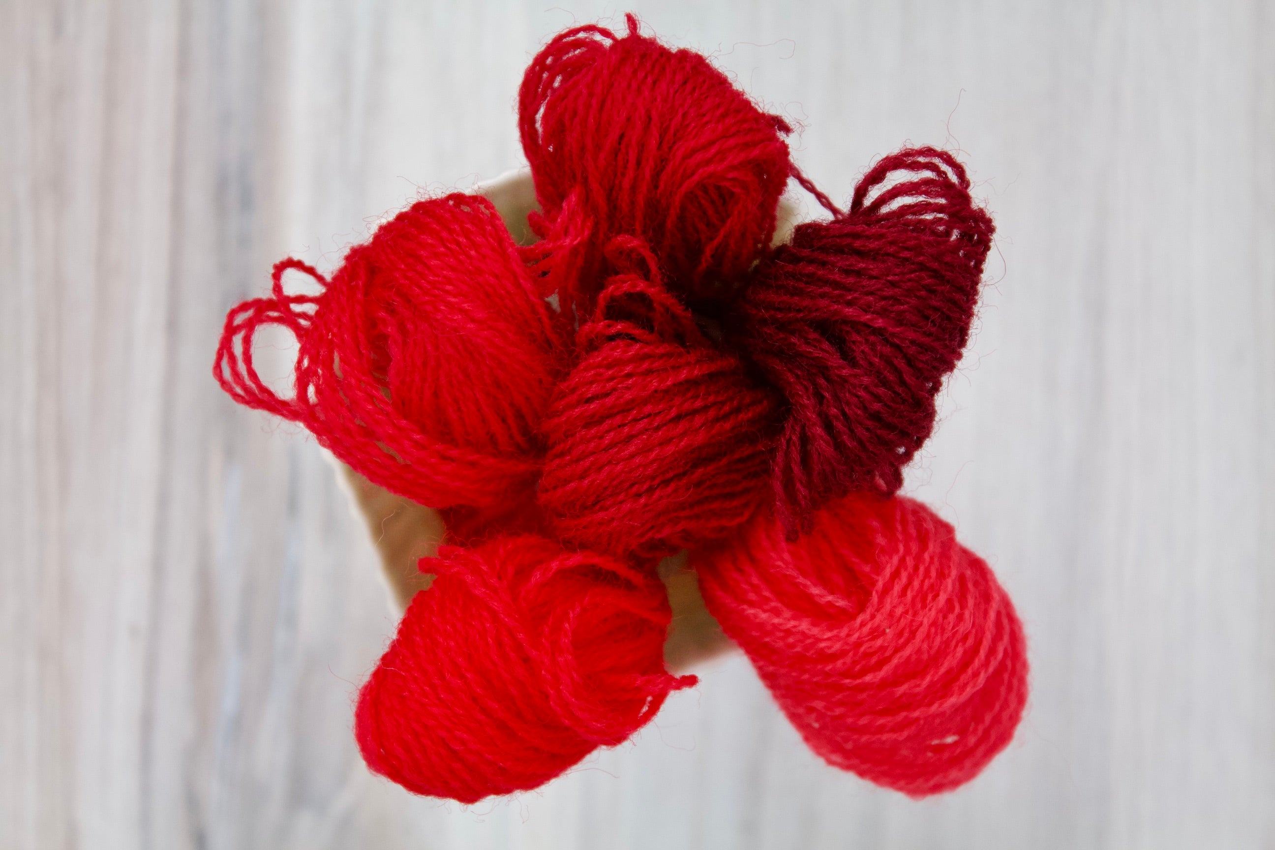 Individual Appletons Crewel Wool Skeins from the Scarlet Colorway