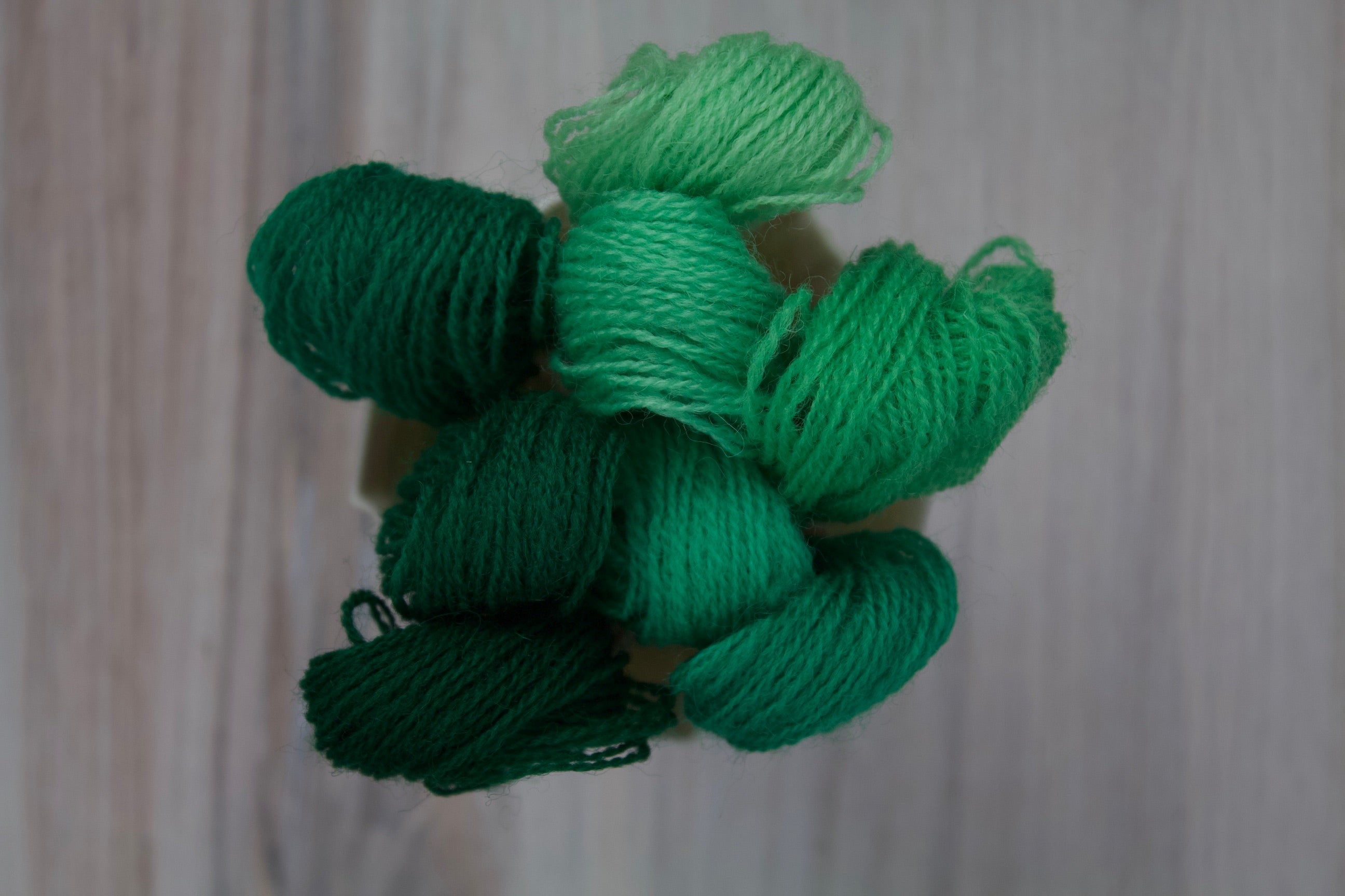 Individual Appletons Crewel Wool Skeins from the Signal Green Colorway