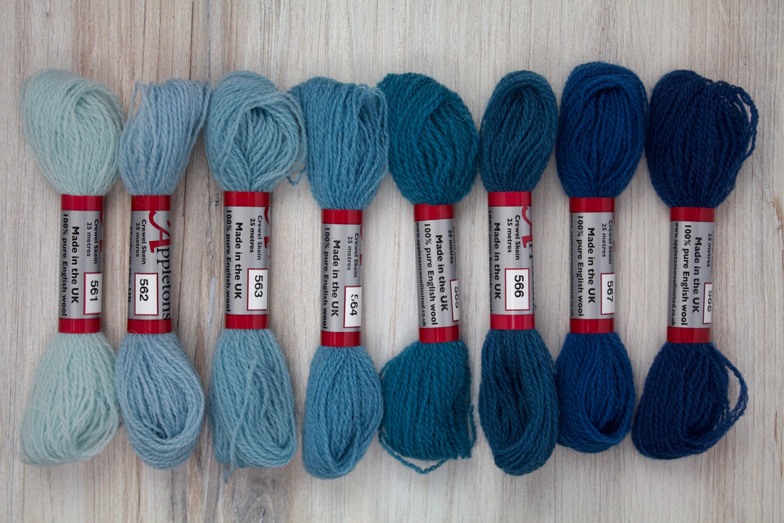 Individual Appletons Crewel Wool Skeins from the Sky Blue Colorway