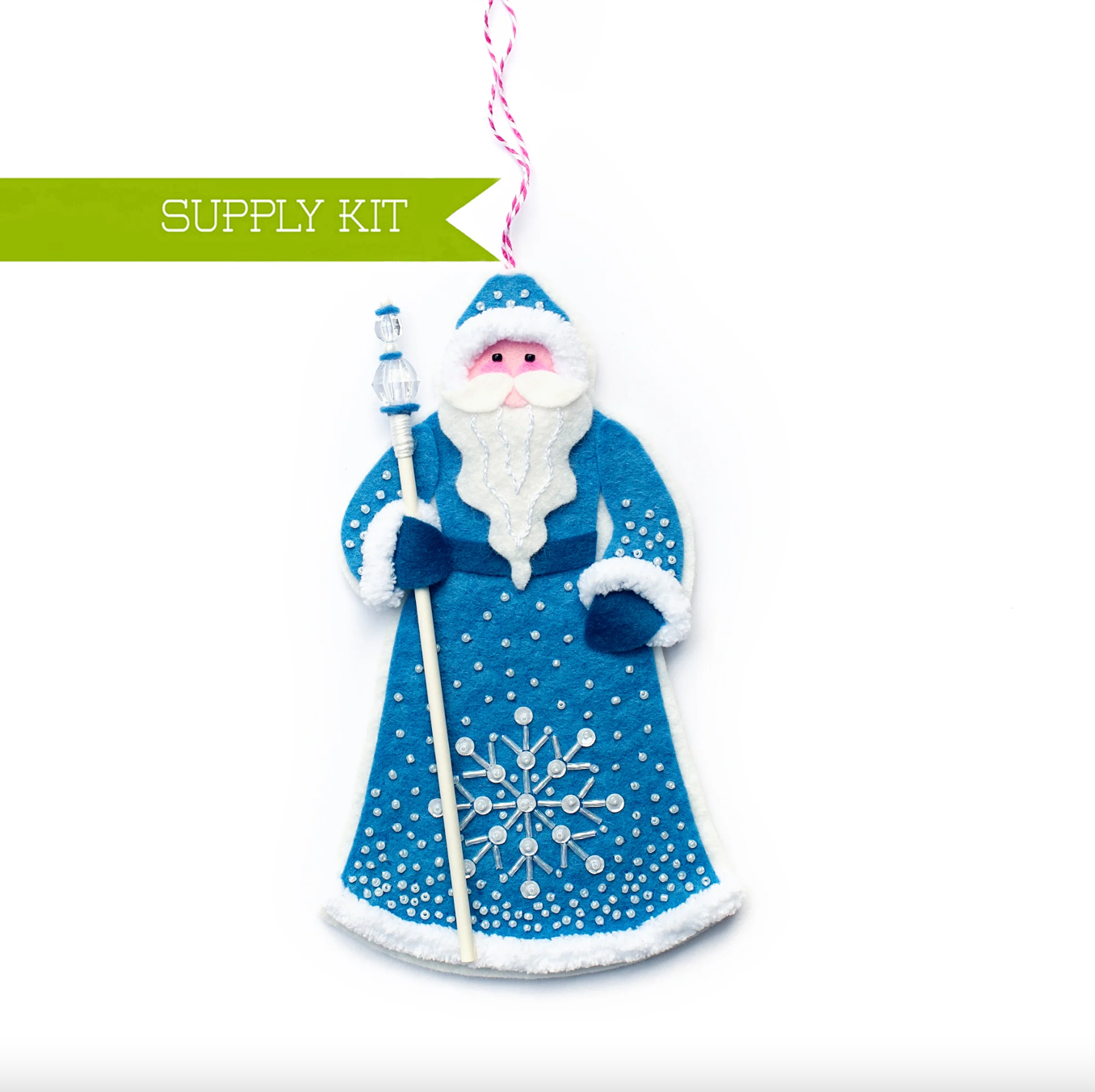 Snowflake Santa Wool Felt Ornament Kit