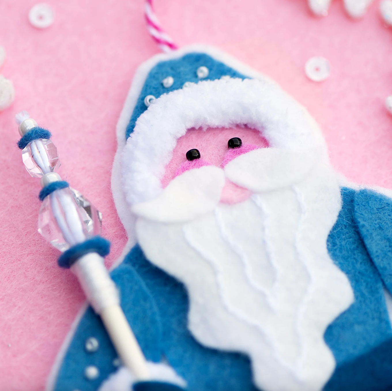 Snowflake Santa Wool Felt Ornament Kit