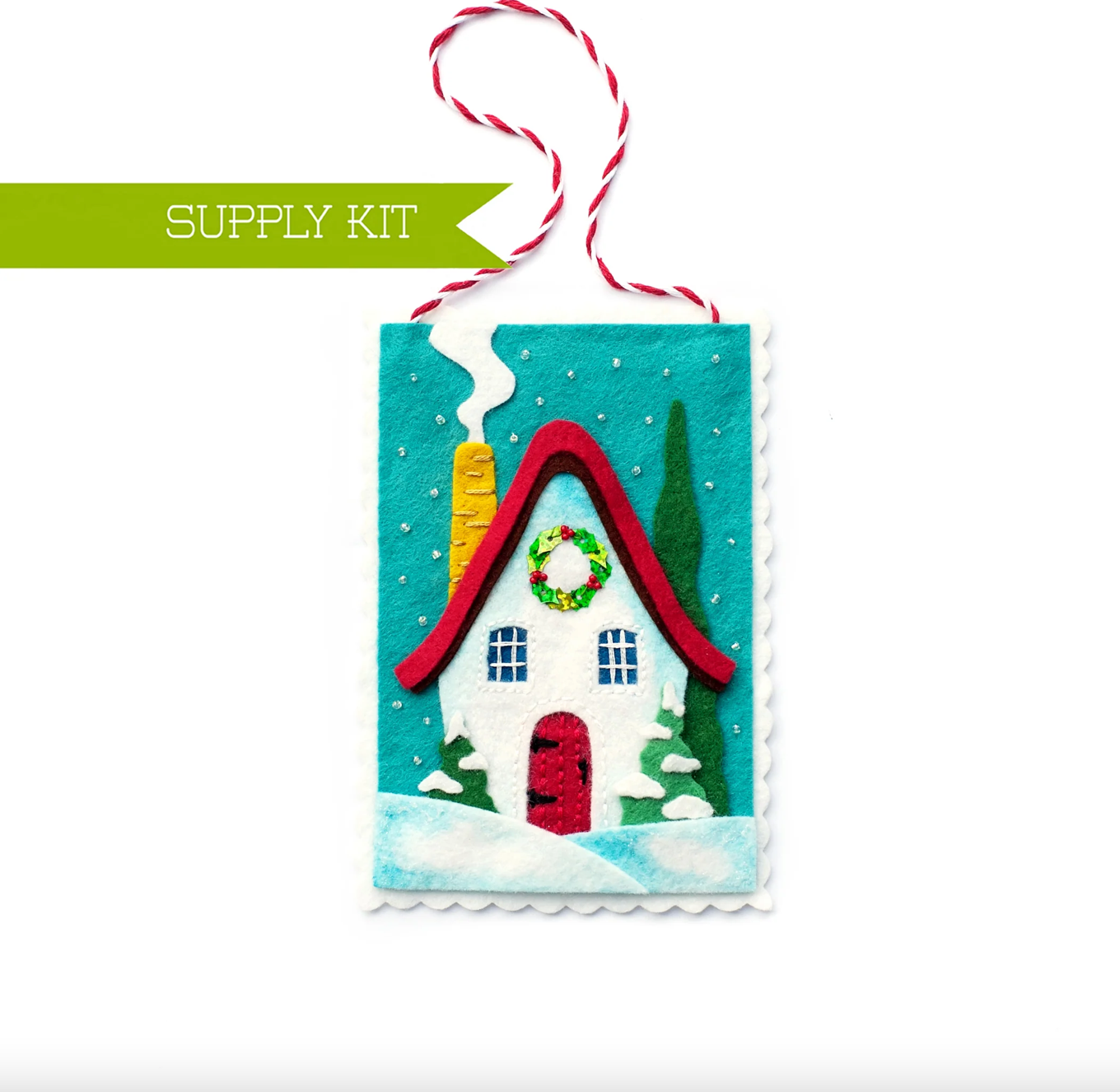 Snowy Cottage Wool Felt Ornament Kit