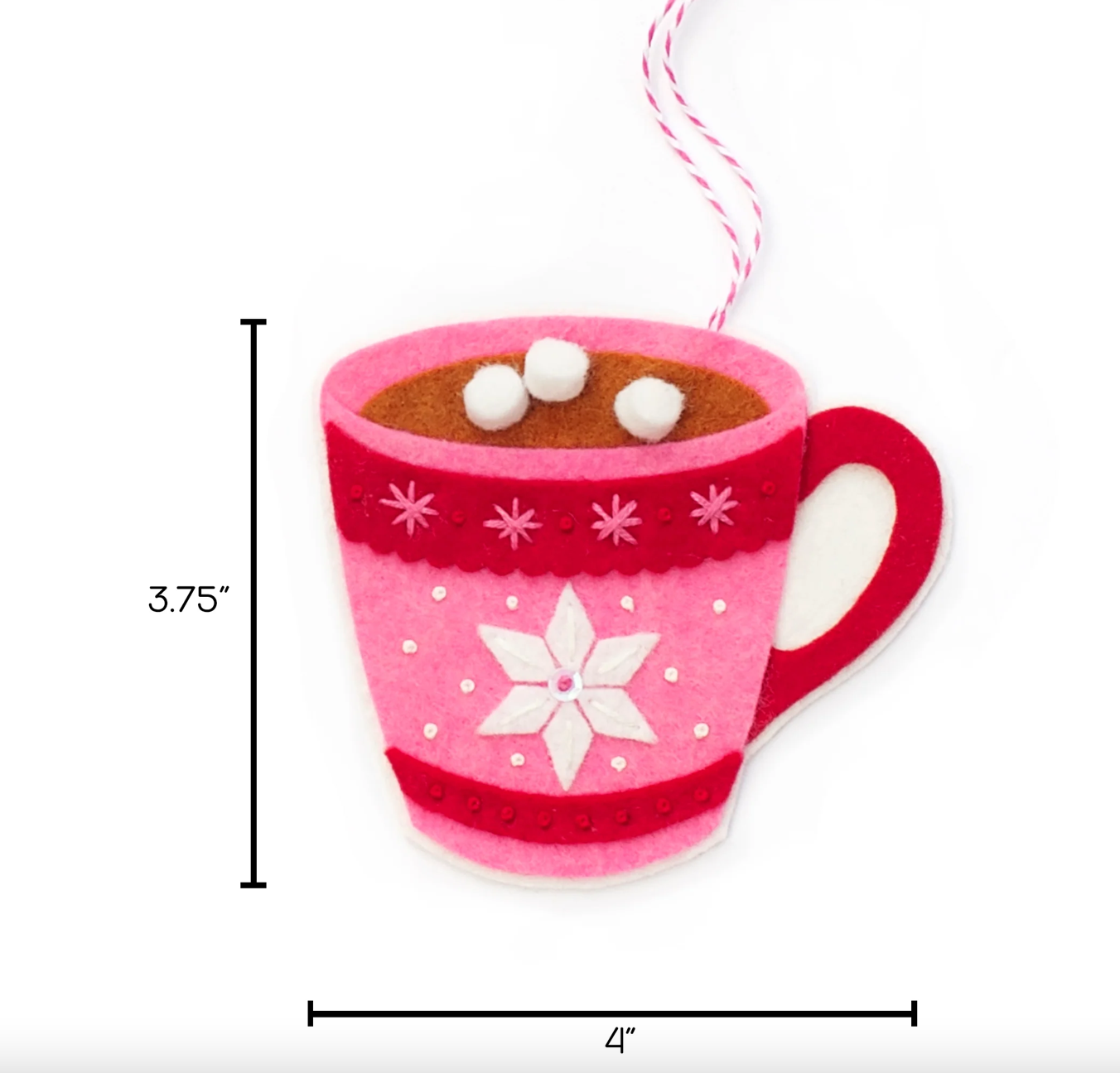 Stocking and Hot Chocolate Wool Felt Ornament Kit