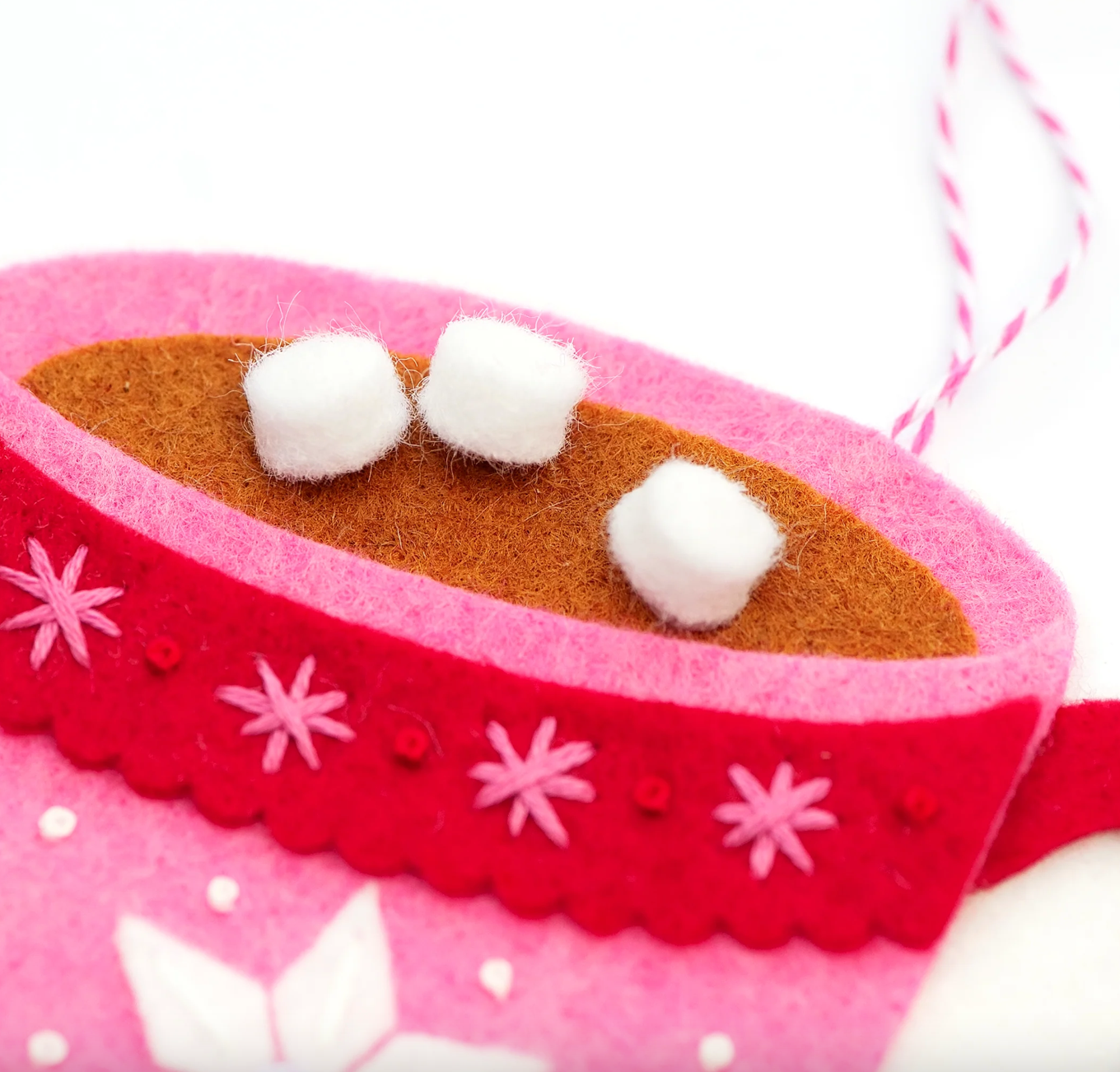 Stocking and Hot Chocolate Wool Felt Ornament Kit