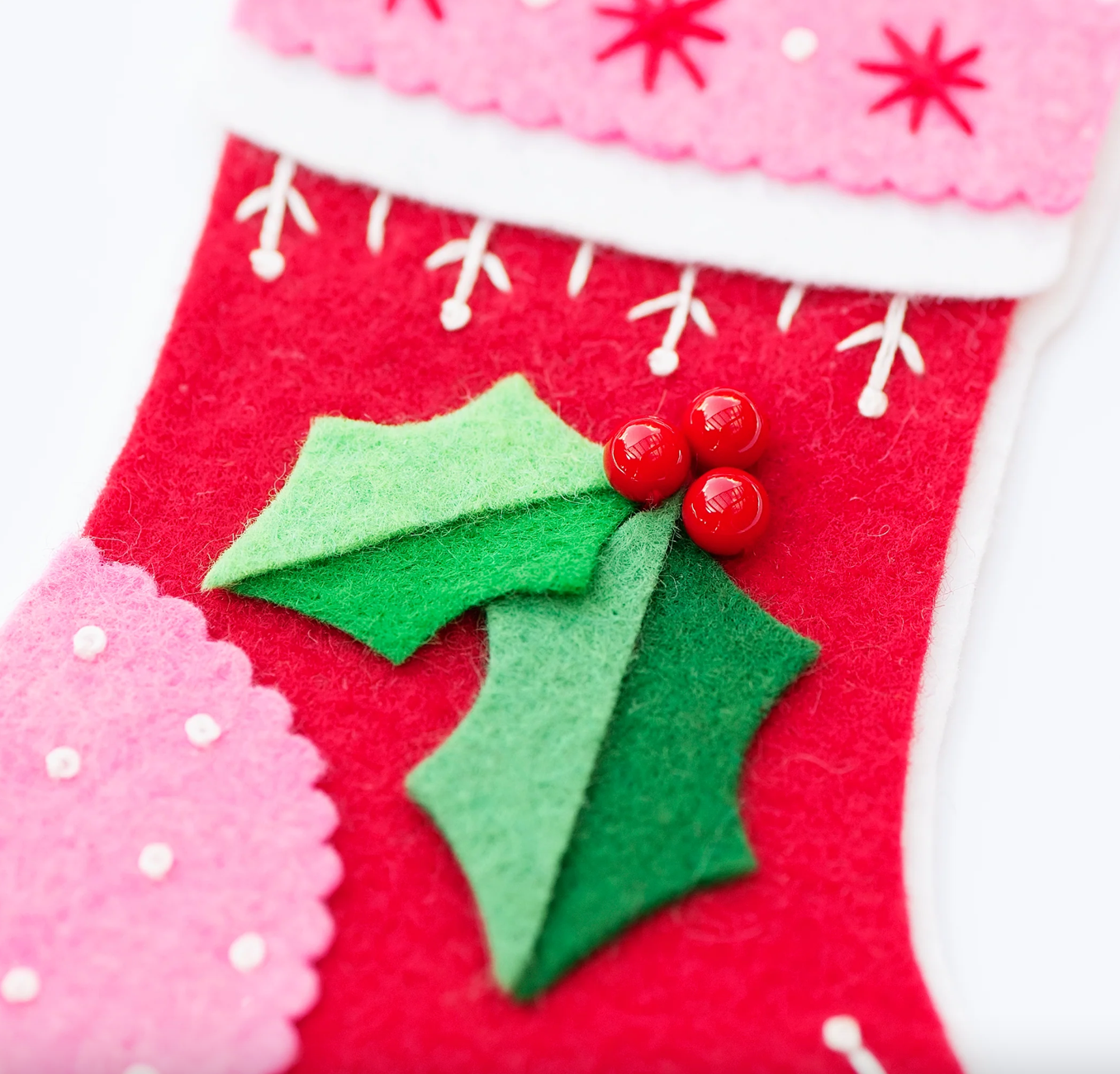 Stocking and Hot Chocolate Wool Felt Ornament Kit