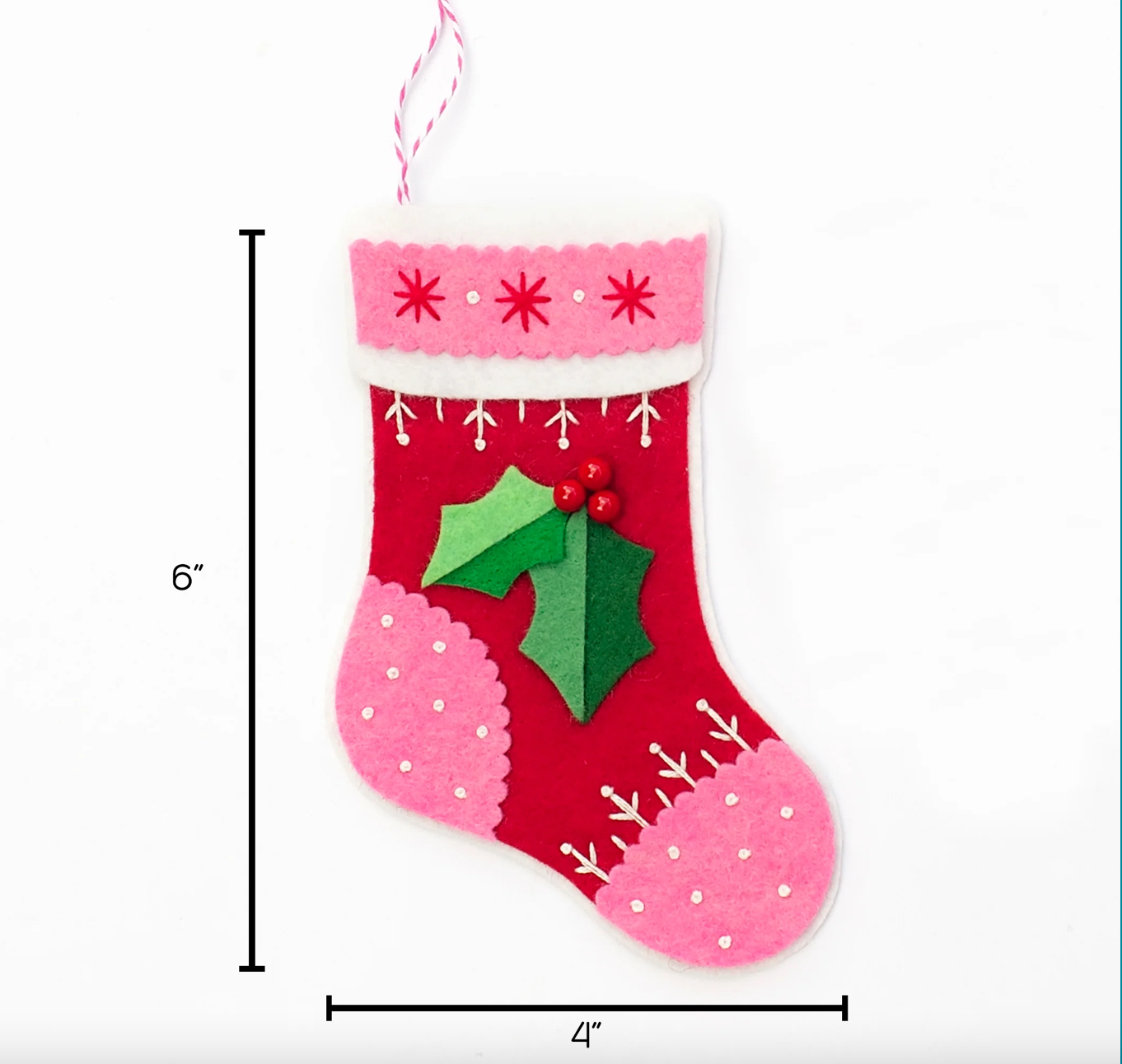 Stocking and Hot Chocolate Wool Felt Ornament Kit