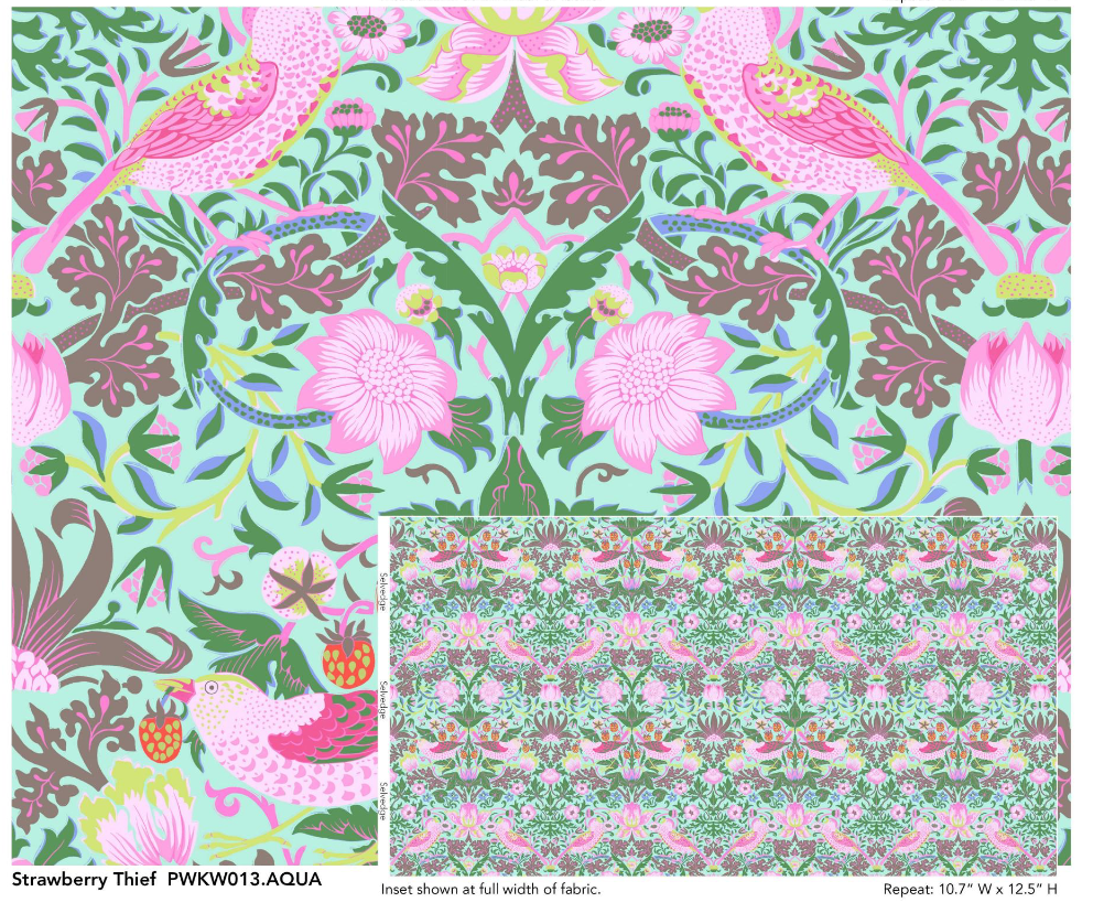 Strawberry Thief / Aqua by Kaffe Fassett x William Morris & Co.