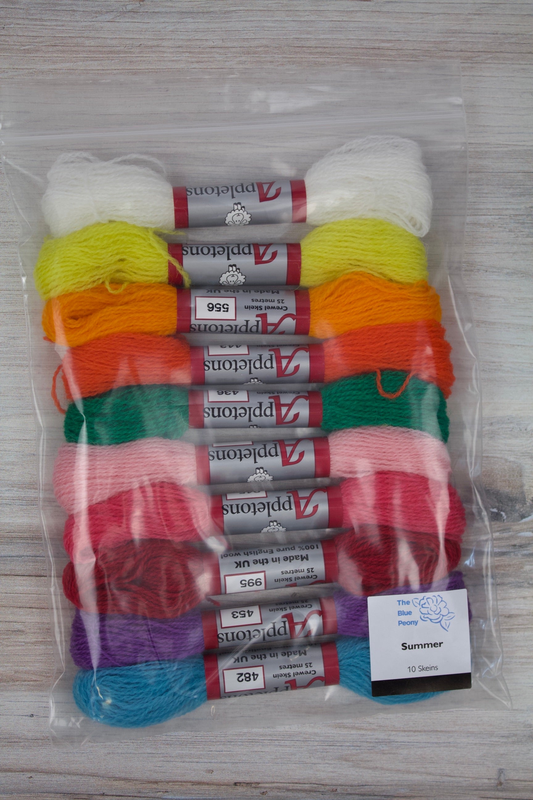 Summer - 10 Skein Color Range of Appletons Crewel Wool