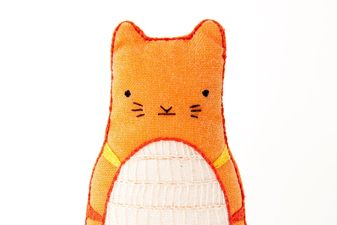 Tabby Cat Embroidered Doll Kit