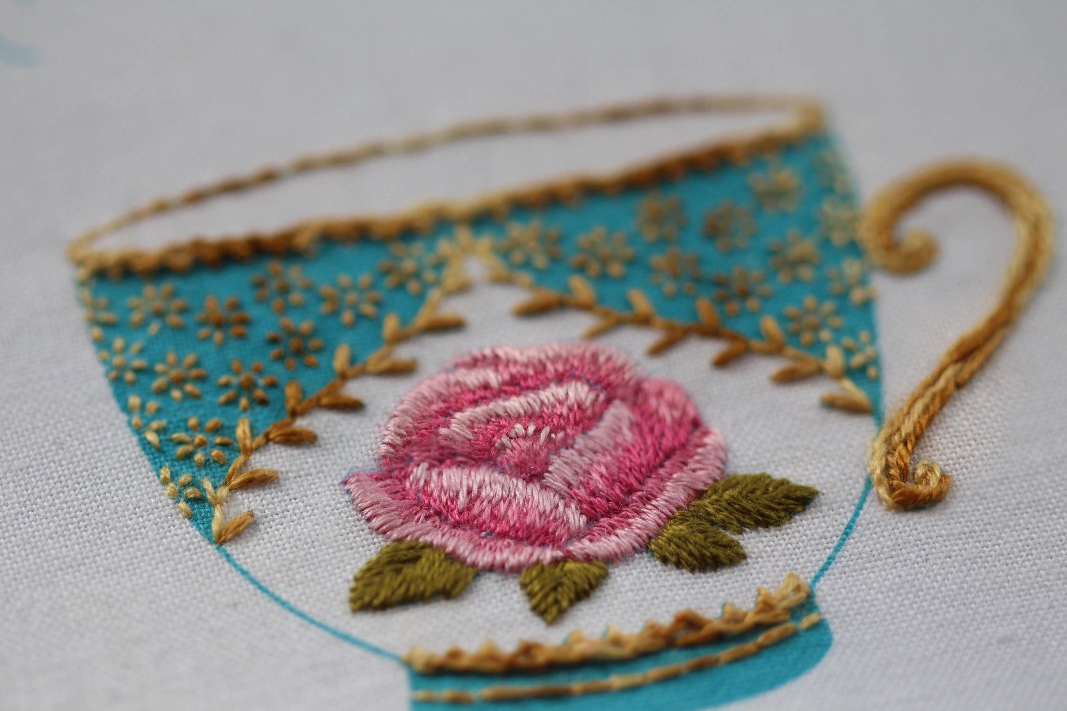 Teacup Embroidery Stitch Sampler